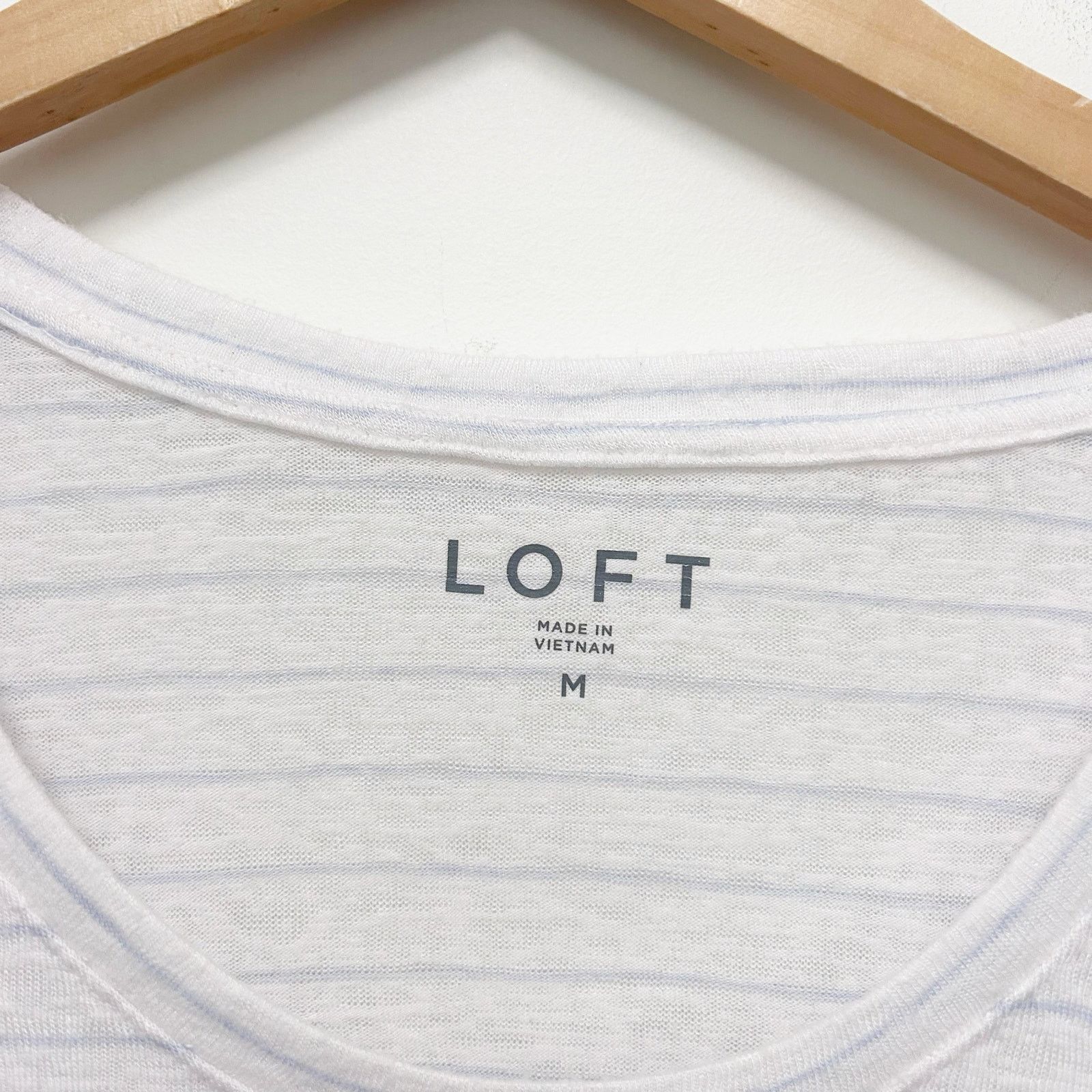 Loft Loft White Blue Striped 3/4 Dolman Sleeve Shirt Sz M Size M / US 6-8 / IT 42-44 - 2 Thumbnail