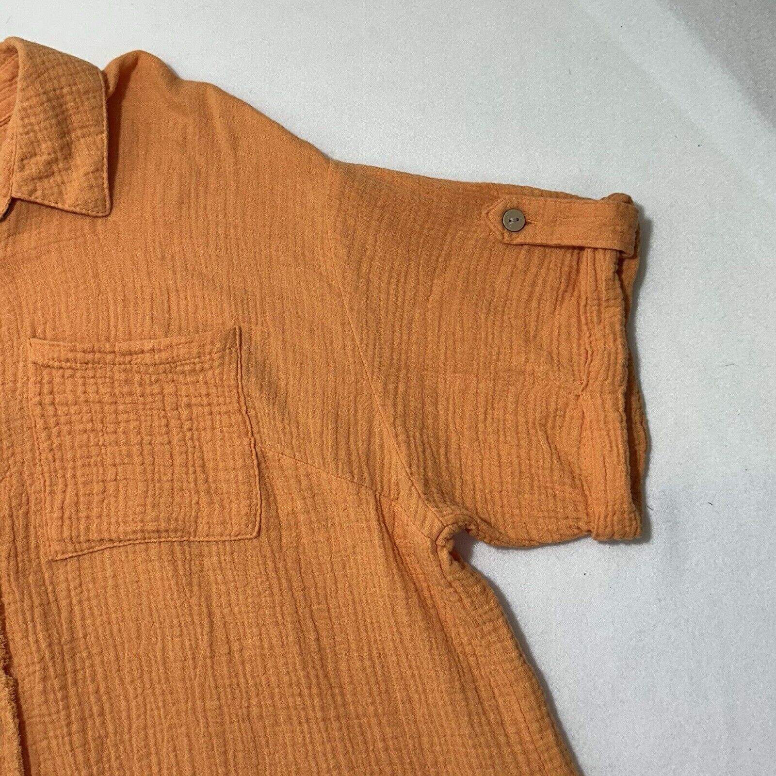 Other Cato Large Orange Button Front Blouse Raw Hem Gauze Top Size L / US 10 / IT 46 - 5 Thumbnail