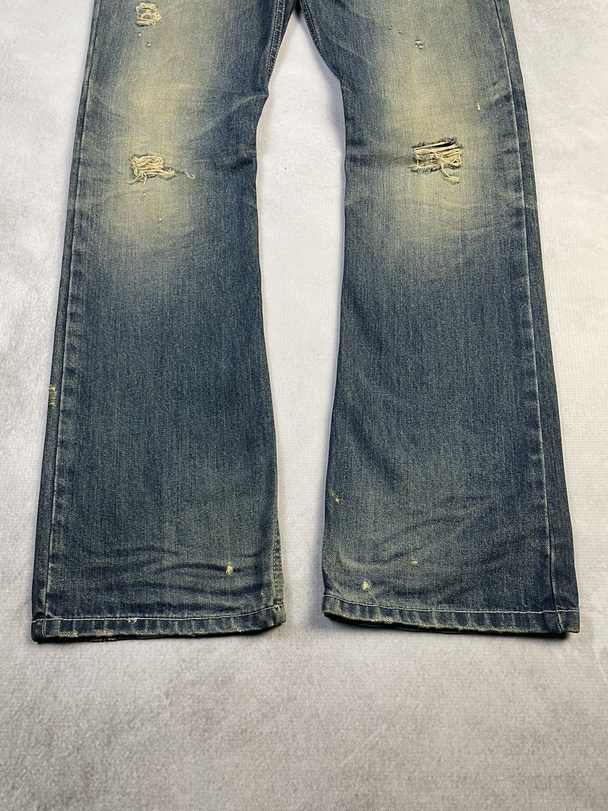 If Six Was Nine Y2k Old Army Mudwash Flare Clawmark Jeans Vkei Style Size US 32 / EU 48 - 2 Thumbnail