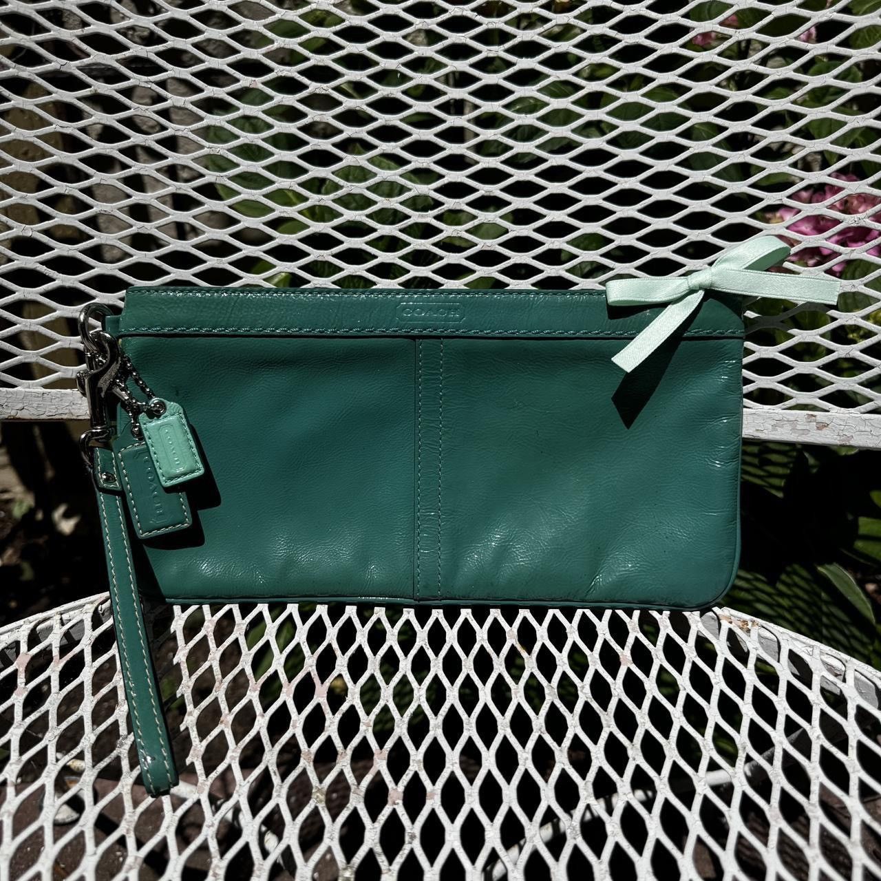 Coach Large Green Coach Patent Leather Wristlet Size ONE SIZE - 1 Thumbnail