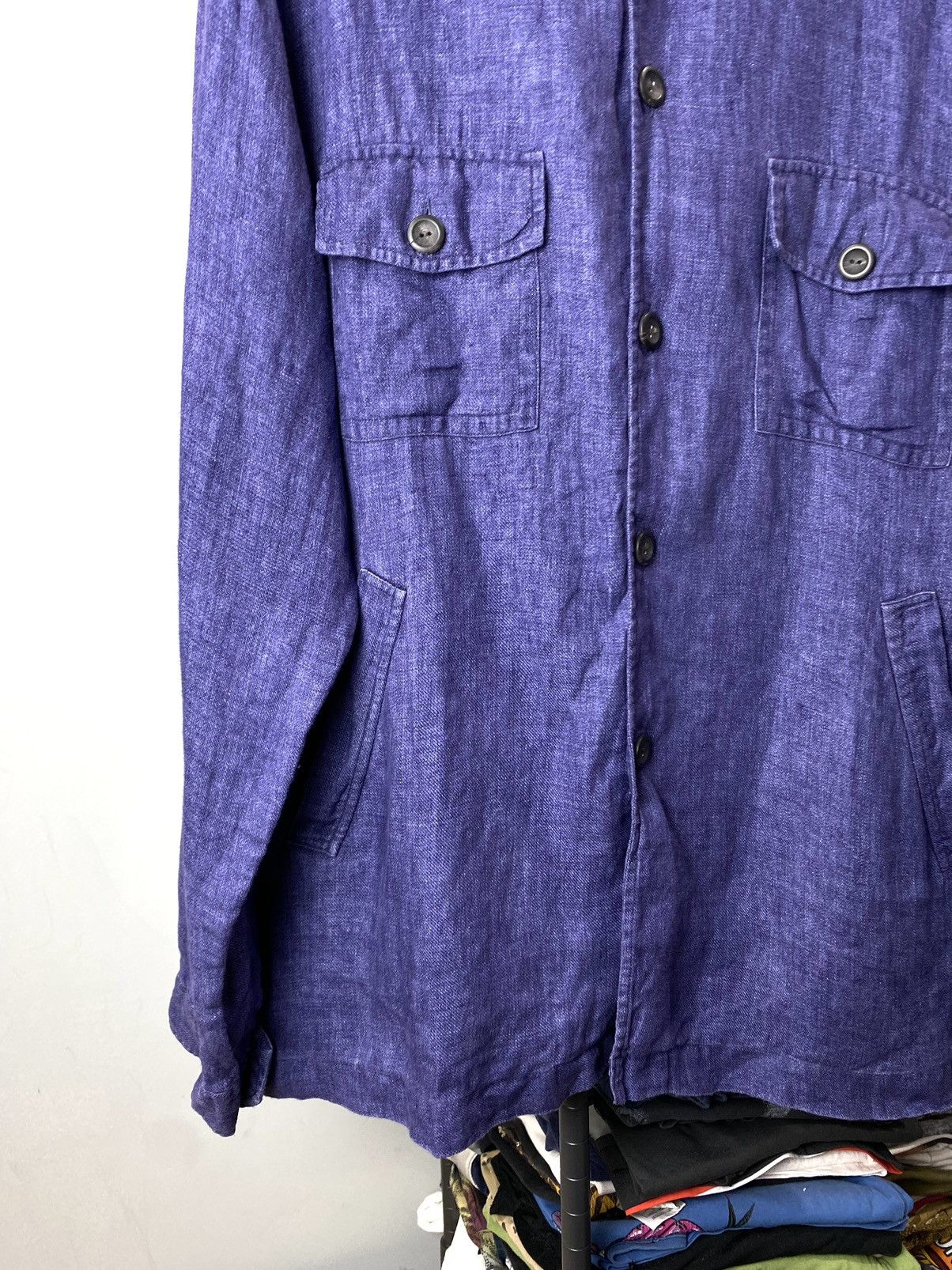 Eton Vintage French Style Eton Linen Twill Overshot Shirt Size US XL / EU 56 / 4 - 3 Thumbnail