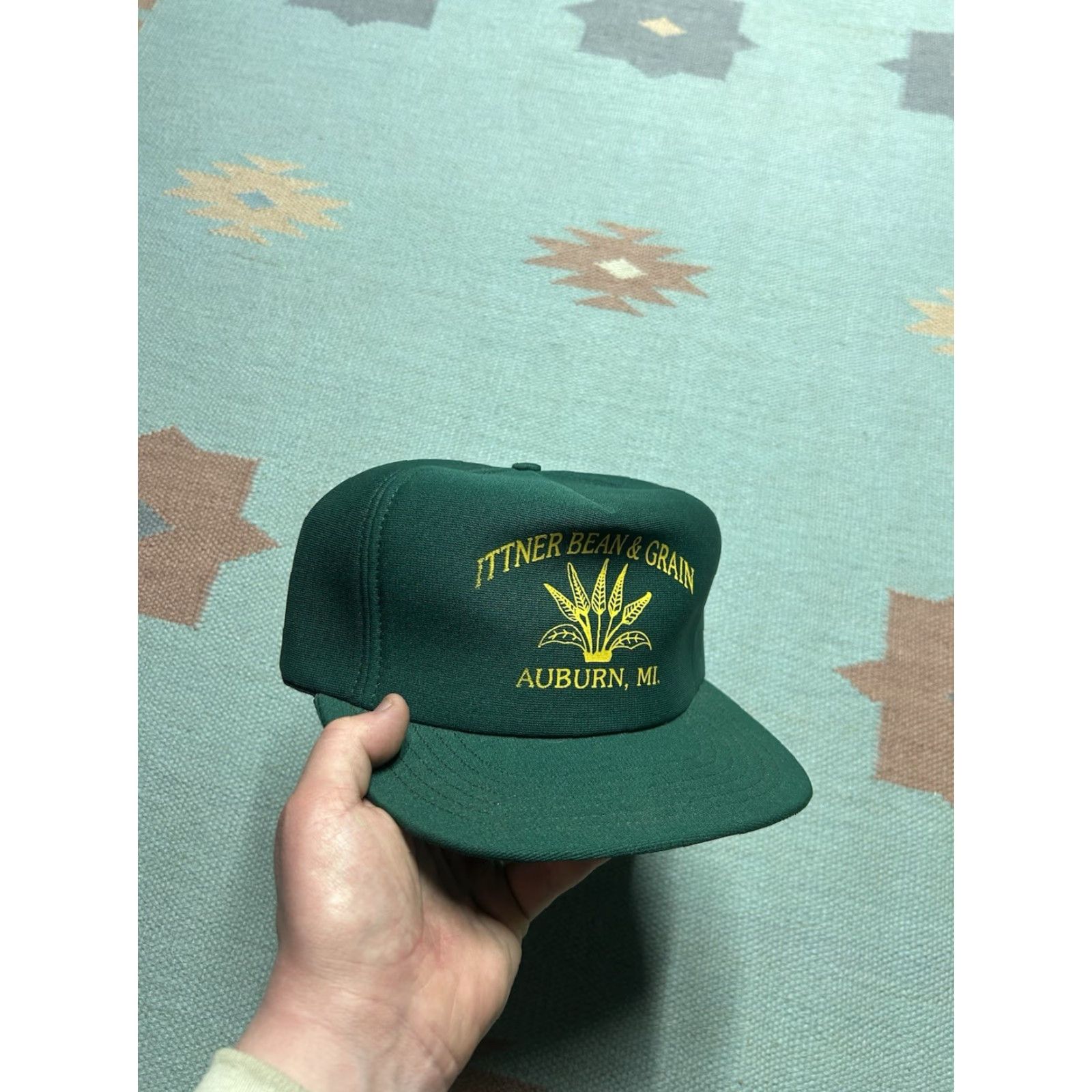 Vintage VINTAGE Auburn Snapback Hat Green USA Men Adjustable Michigan farm Ittner bean & grain auburn 80s cap Size ONE SIZE - 2 Thumbnail