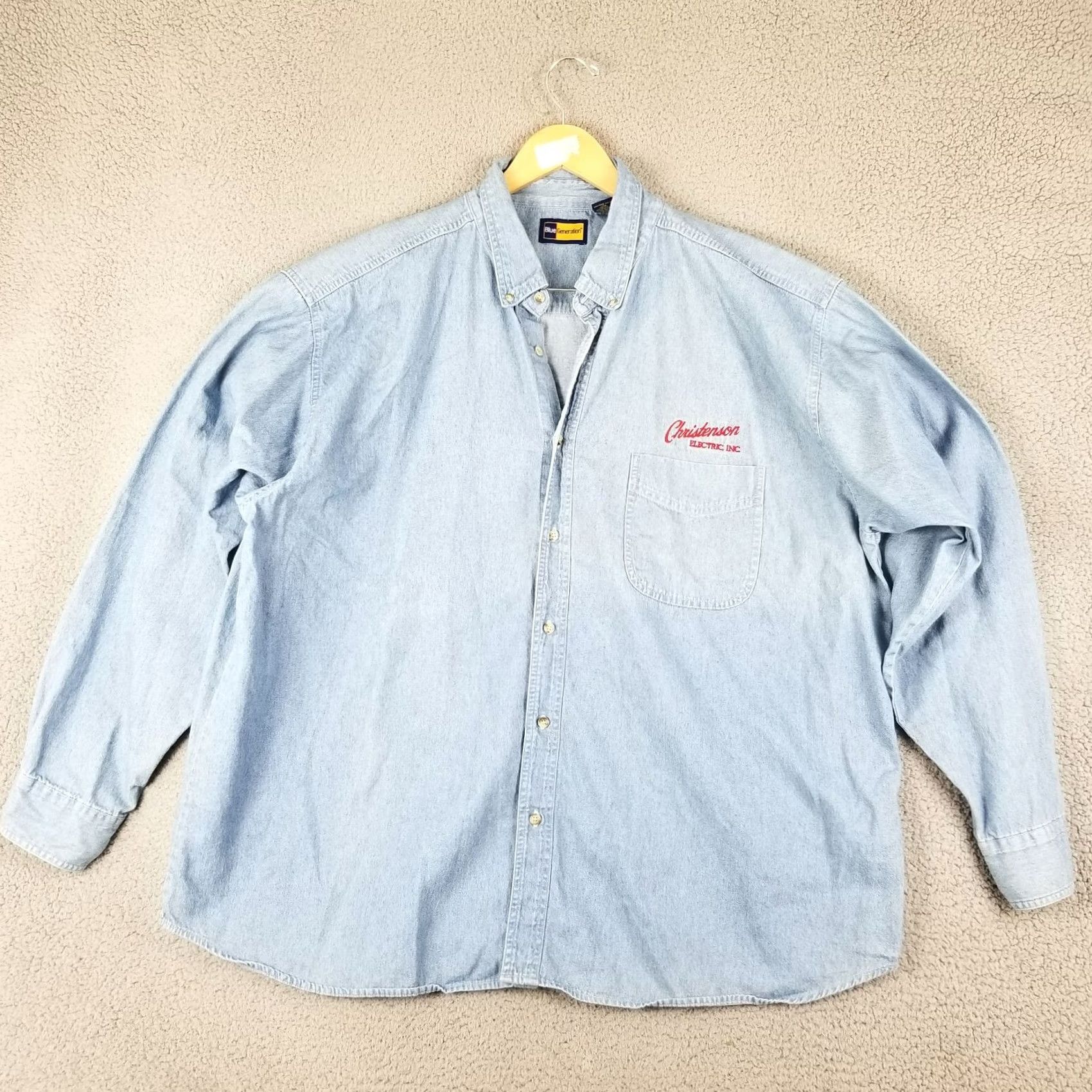 Vintage Blue Generation Denim Shirt Men 3XL Blue Generation Shirt Denim Casual Workwear 3XL Men Fade Blue Cotton Denim Size US XXL / EU 58 / 5 - 2 Thumbnail