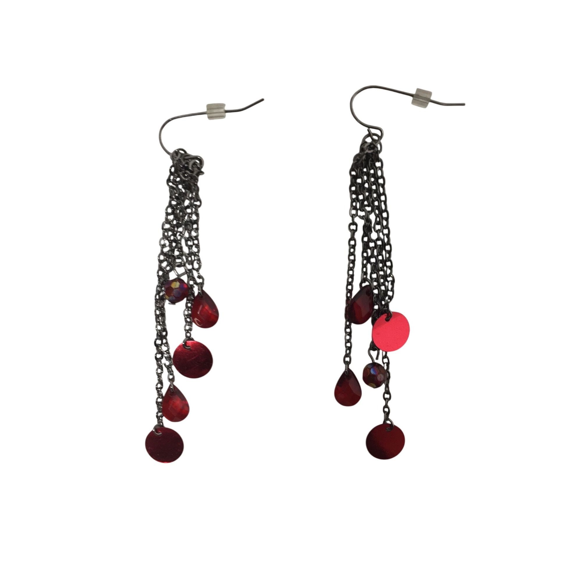 Other Women's Silver and Red Dangle Drop Earrings Size ONE SIZE - 2 Thumbnail