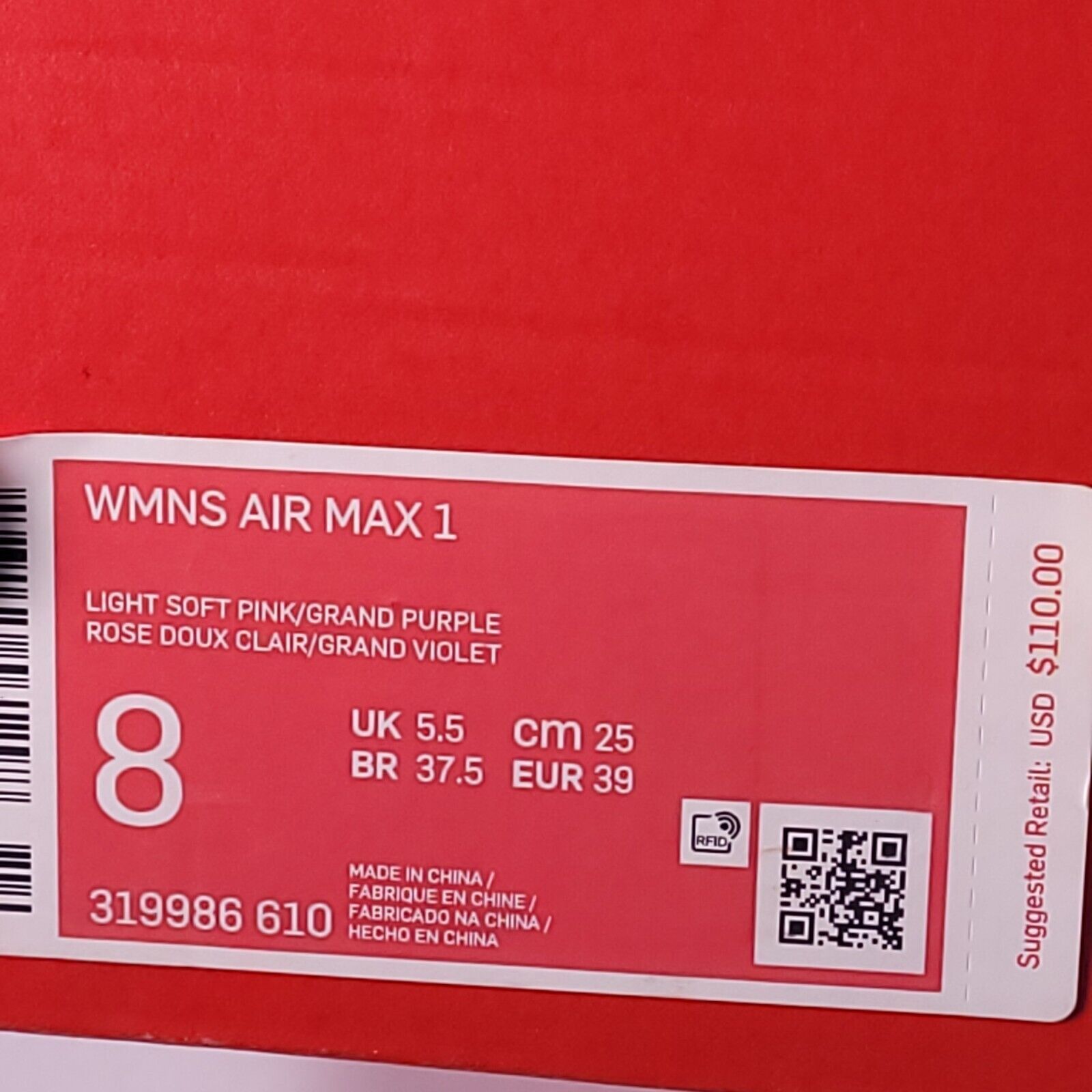 Nike Nike Air Max 1 Shoe Womens Size 8 319986-610 Pink Purple Size US 8 / IT 38 - 9 Thumbnail