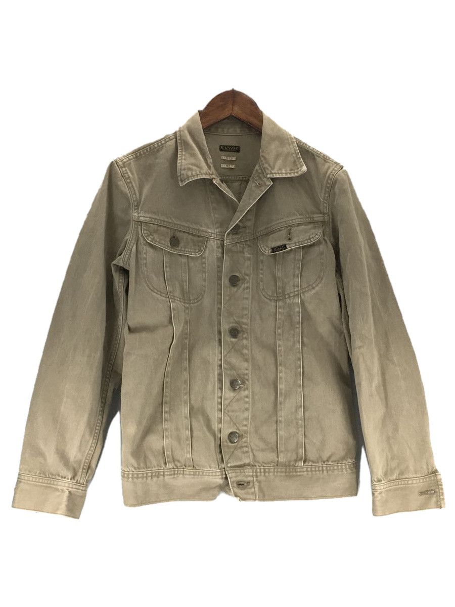 Jacket Cotton Button Up Plain Chest Flap Pocket Beige