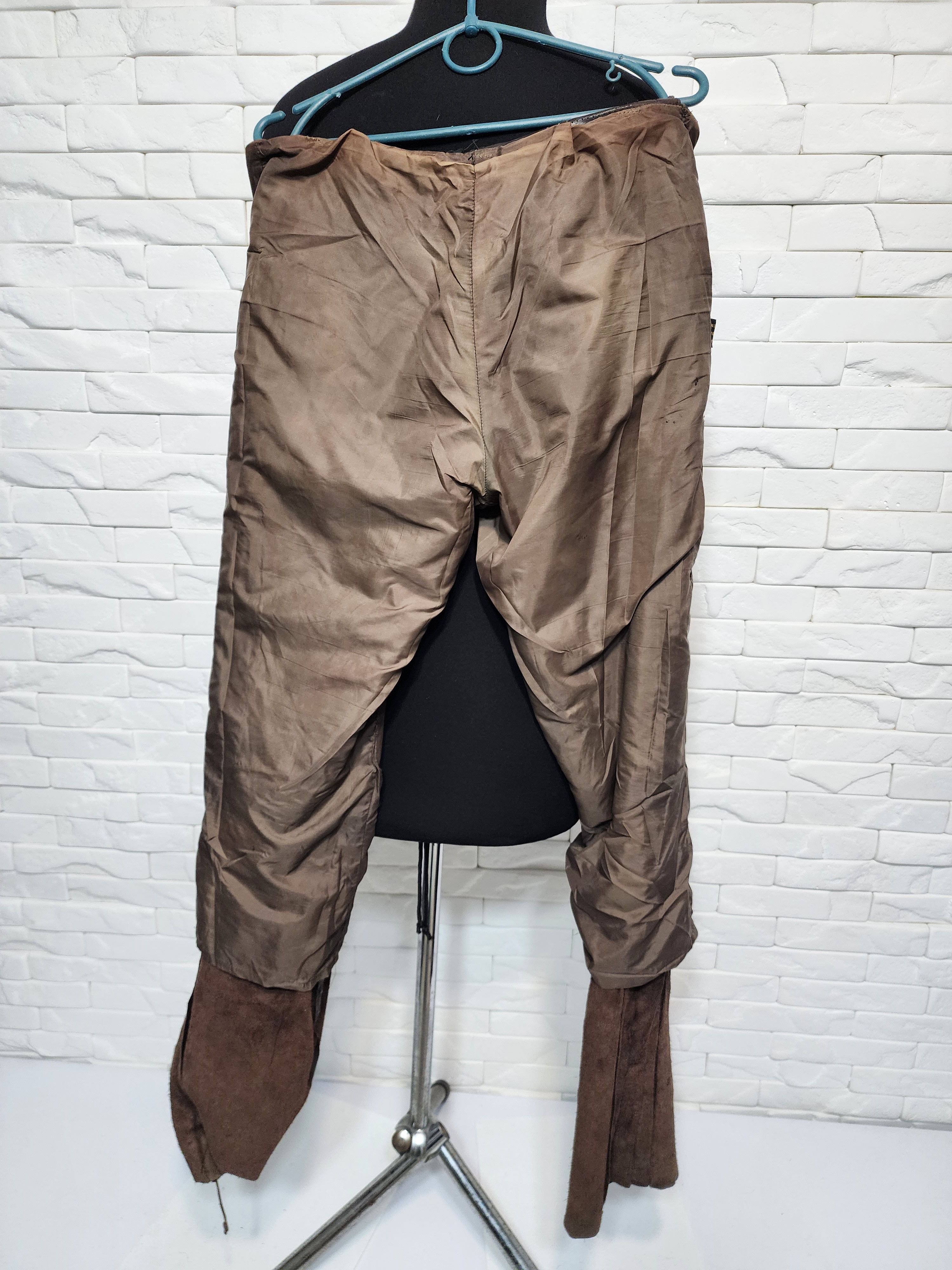 Genuine Leather Brown Leather Motorcycle Pants with Lacing Size US 28 / EU 44 - 9 Thumbnail
