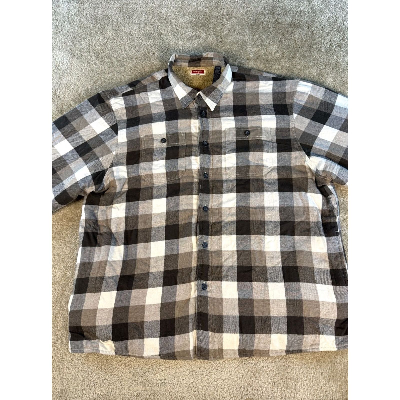 Wrangler VINTAGE Wrangler Jacket Men 2XL Brown Flannel Work SHACKET Sherpa Lined Dark Wash Shacket Size US XXL / EU 58 / 5 - 3 Thumbnail