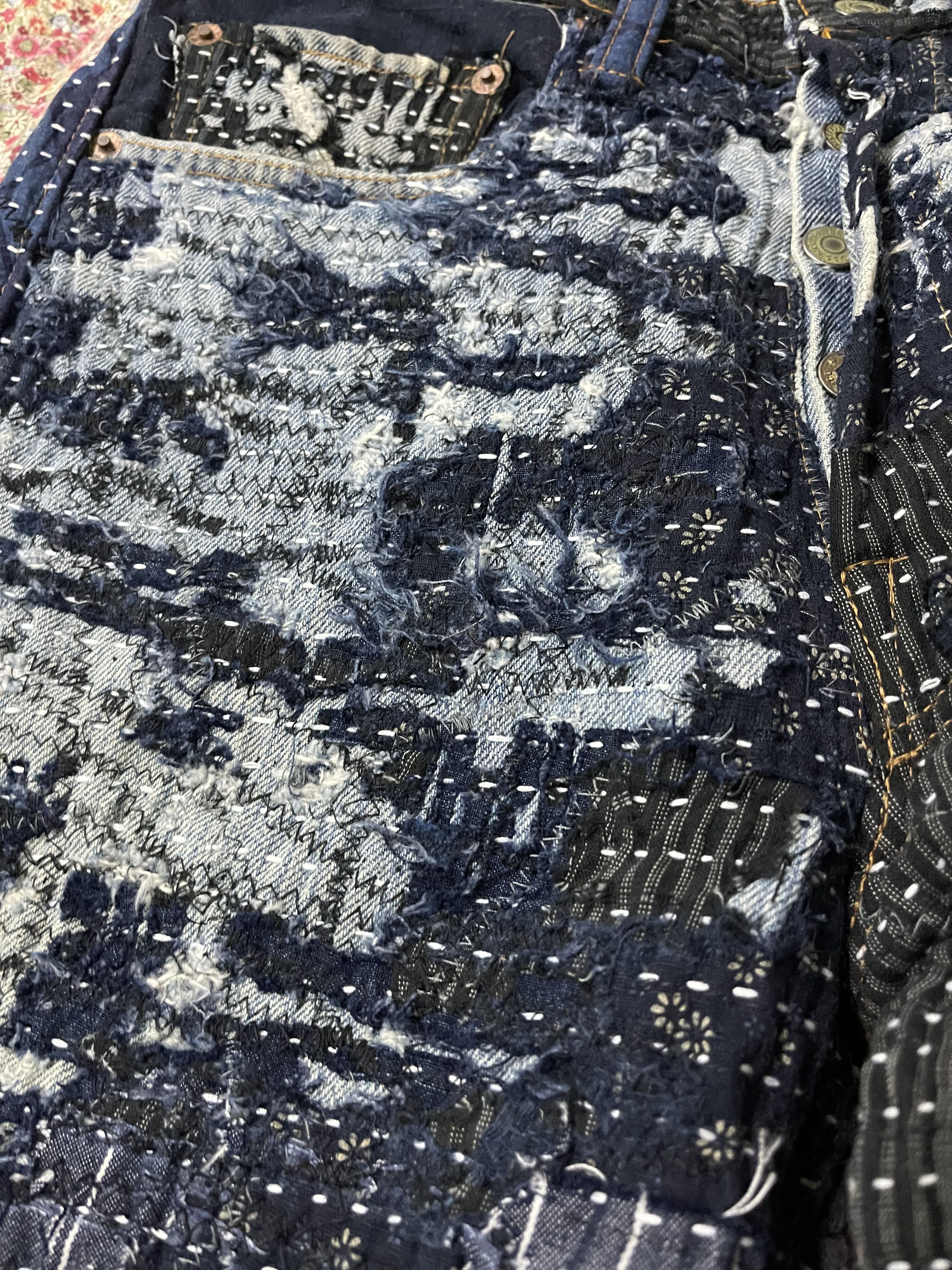 Levi's Vintage Clothing Vtg Levis Custom Sashiko Boro Kapital Style Single Number Size US 29 - 3 Thumbnail