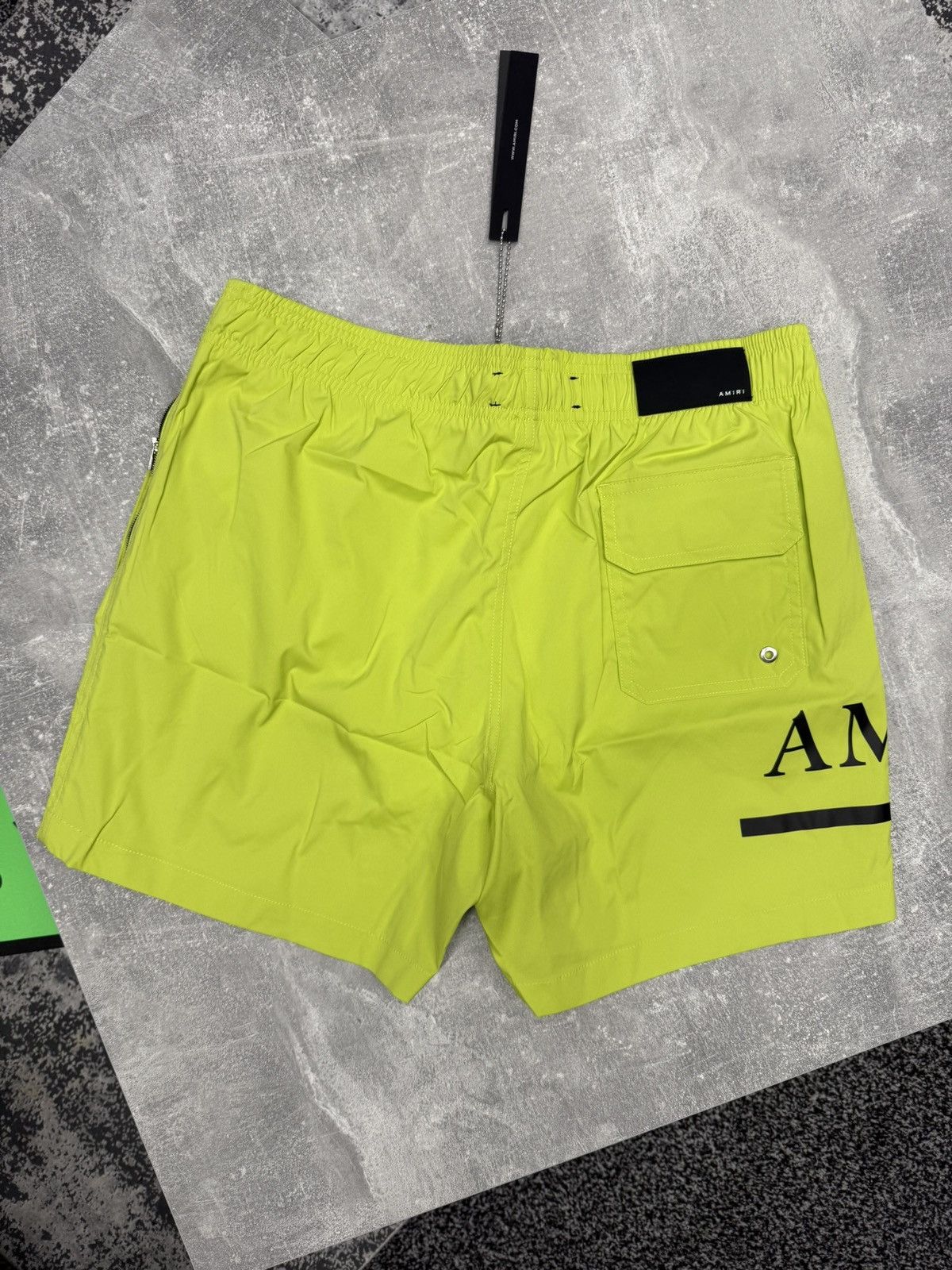 Amiri Amiri MA Bar Logo Swim Shorts Lime. Size L. BNWT. RRP $575 Size US 34 / EU 50 - 2 Thumbnail