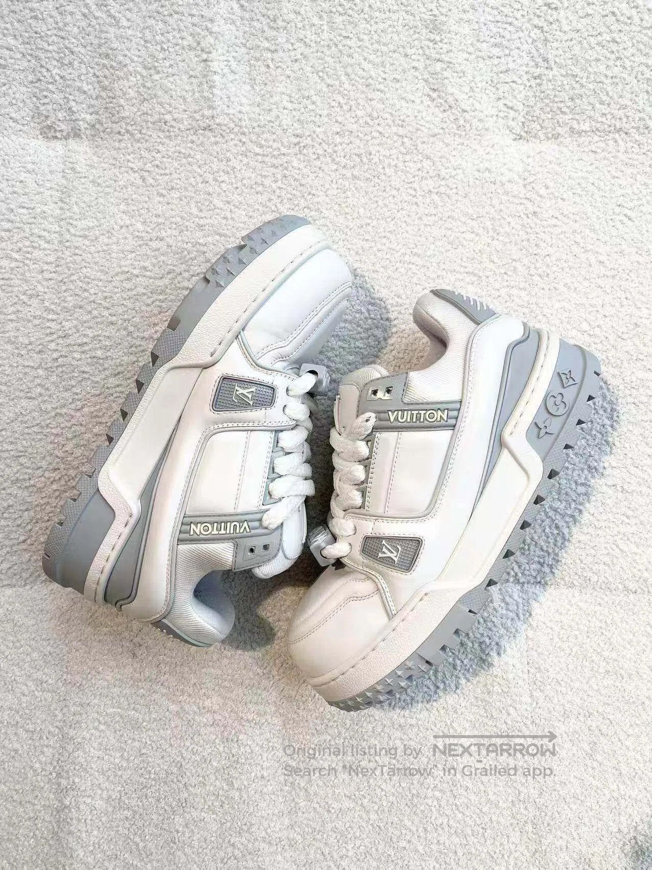 Louis Vuitton Louis Vuitton Gray and white fat ding-board shoes| Size US 7.5 / IT 37.5 - 4 Thumbnail