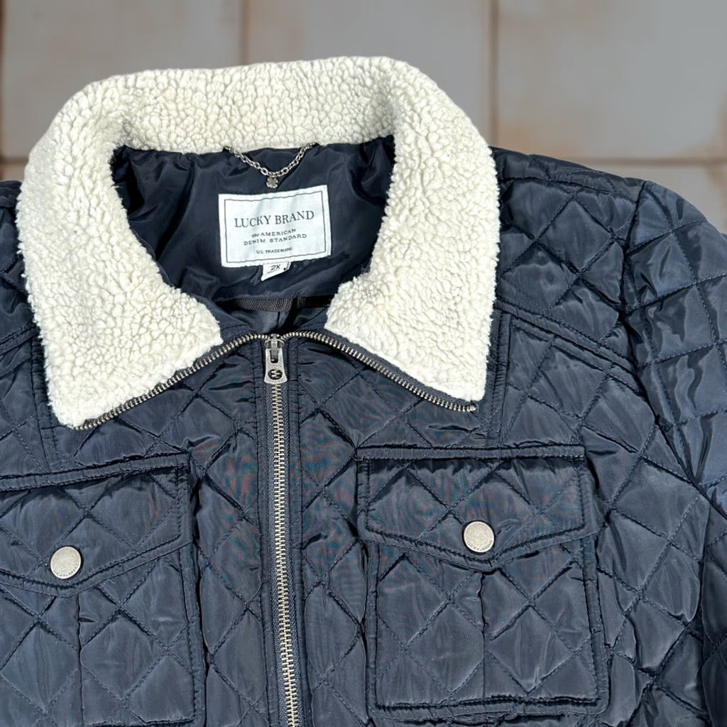 Lucky Brand Lucky Brand Jacket Womens 2XL Blue Quilted Sherpa Zip Insulated Lining Pockets Size XXL / US 16-18 / IT 52-54 - 1 Thumbnail