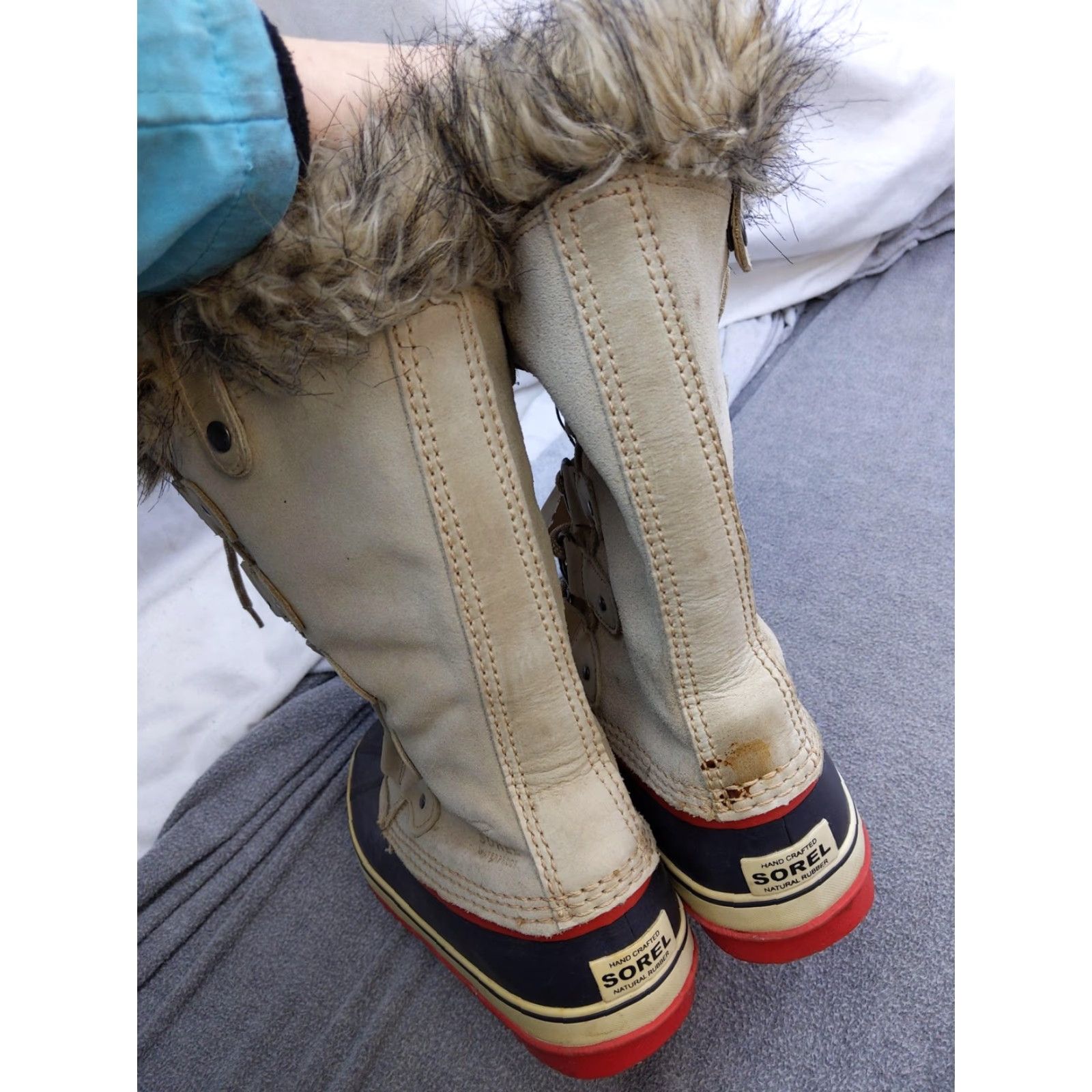 SOREL VINTAGE Sorel Joan of Arctic Snow Boots Womens Size 8 40 Beige Suede Mid Calf Waterproof Size US 8 / IT 38 - 4 Thumbnail