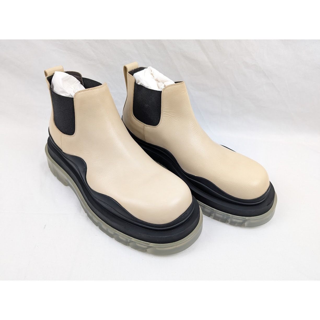 Bottega Veneta o1rshd1 Vegetal Calfskin Stiv Pel Boots in Butter/Black Size US 11 / EU 44 - 12 Thumbnail
