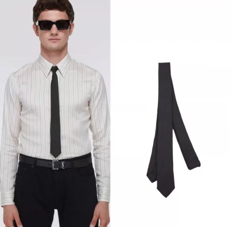 Saint Laurent Paris Saint Laurent Paris Solid Black Tie 2505-Nextarrow Size ONE SIZE - 2 Thumbnail