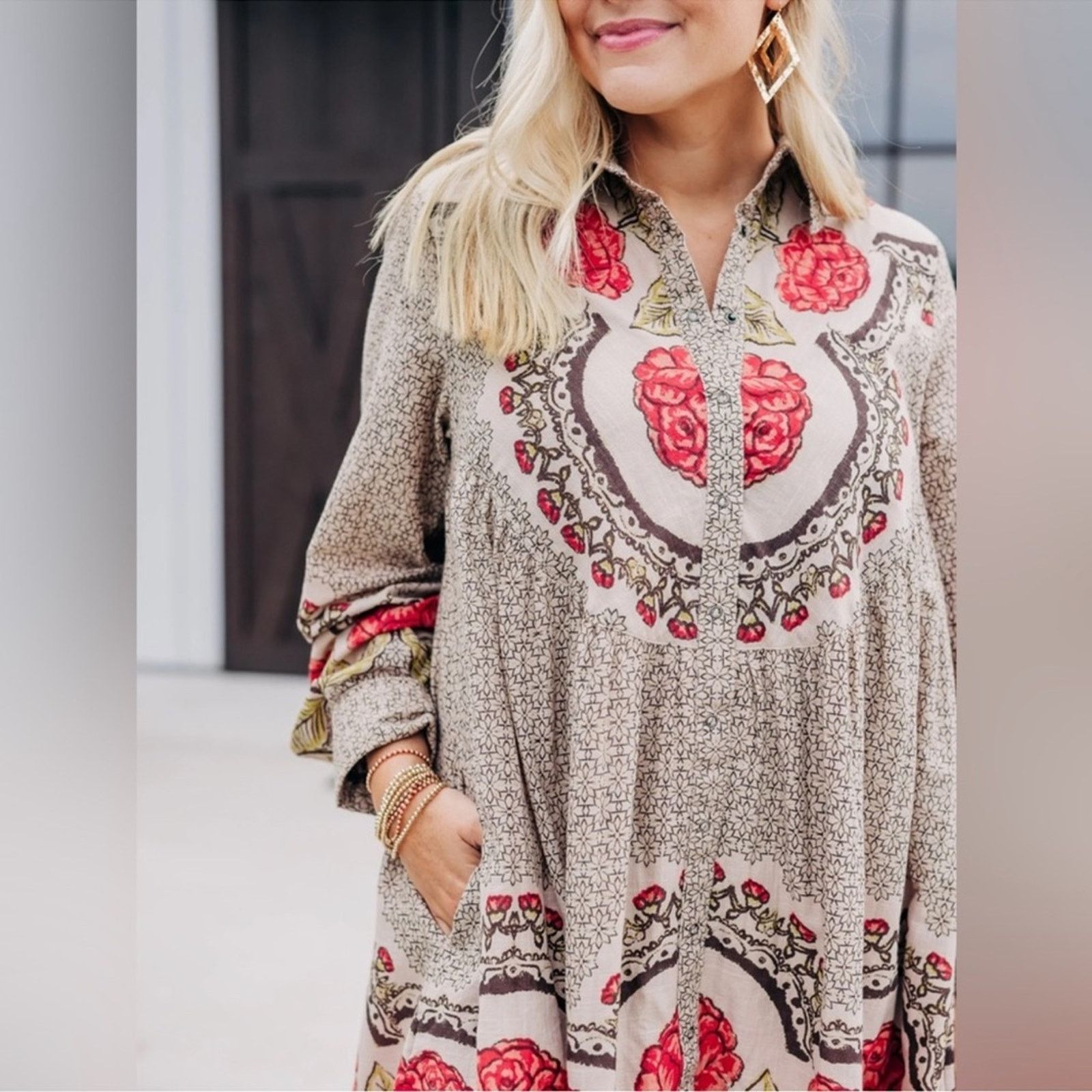 Free People 🎉LAST PIECE🎉FREE PEOPLE Smell The Roses Mini Dress Size L / US 10 / IT 46 - 3 Thumbnail