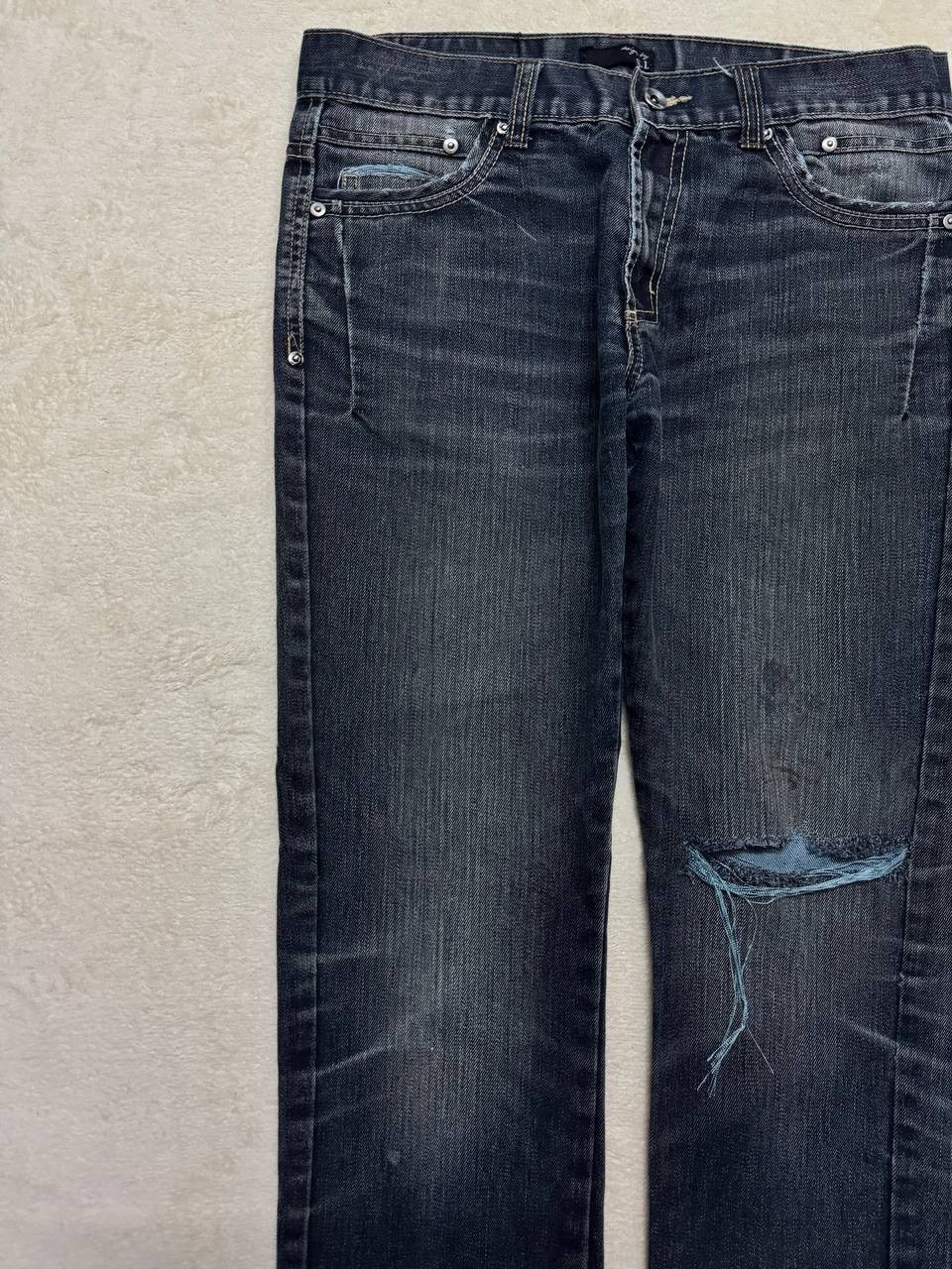 Japanese Brand GRUNGE CRAZY Japanese Thrashed Distressed Slim Skinny Jean Size US 33 - 4 Thumbnail