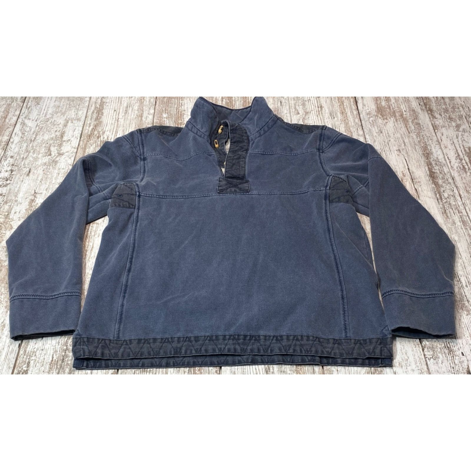 FatFace Fat Face Pullover Shirt Size M Blue Fleece Lined Mock Neck Toggle Buttons 7483 Size US M / EU 48-50 / 2 - 2 Thumbnail