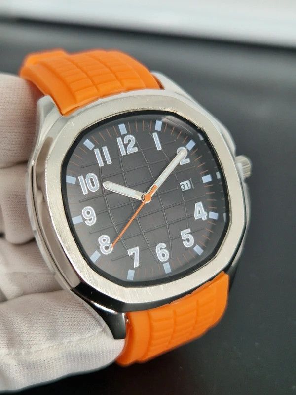 Other Steel 42mm Sport Aquanaut Watch Orange Silicone Strap Size 42 - 4 Thumbnail