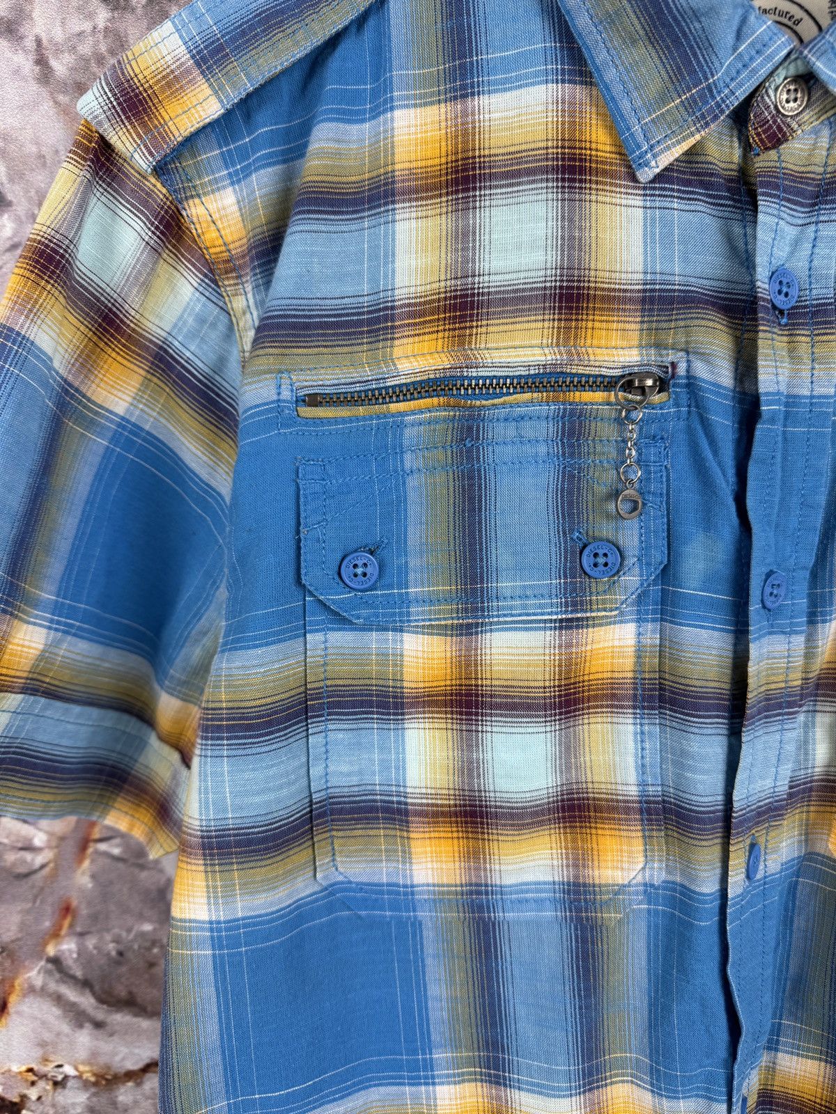 Diesel Diesel Plaid Utility Short Sleeve Button Up Shirt Blue Check Size US S / EU 44-46 / 1 - 6 Thumbnail