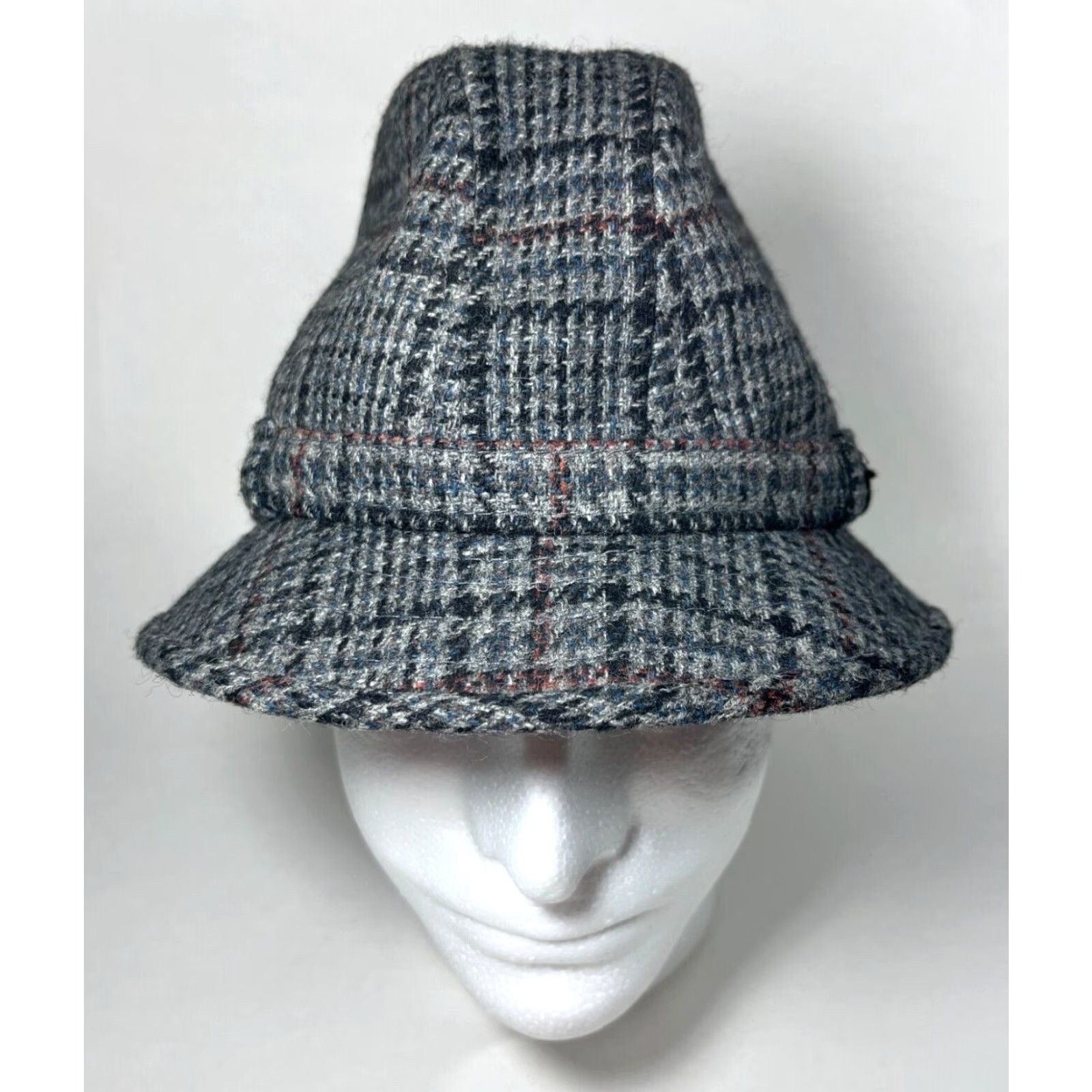 Vintage VINTAGE The Edinburgh Woollen Mill Men’s Fedora Hat Plaid Wool Made in UK Medium Gray Mens Fedora Hat Size ONE SIZE - 3 Thumbnail