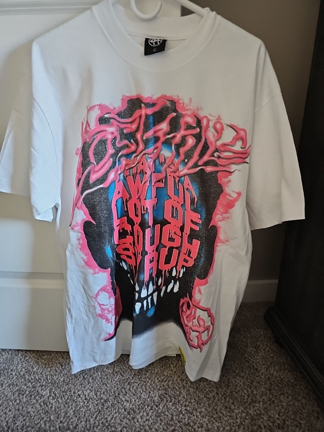 Bape Neon Side Big Ape Head White T Shirt Medium NWOT