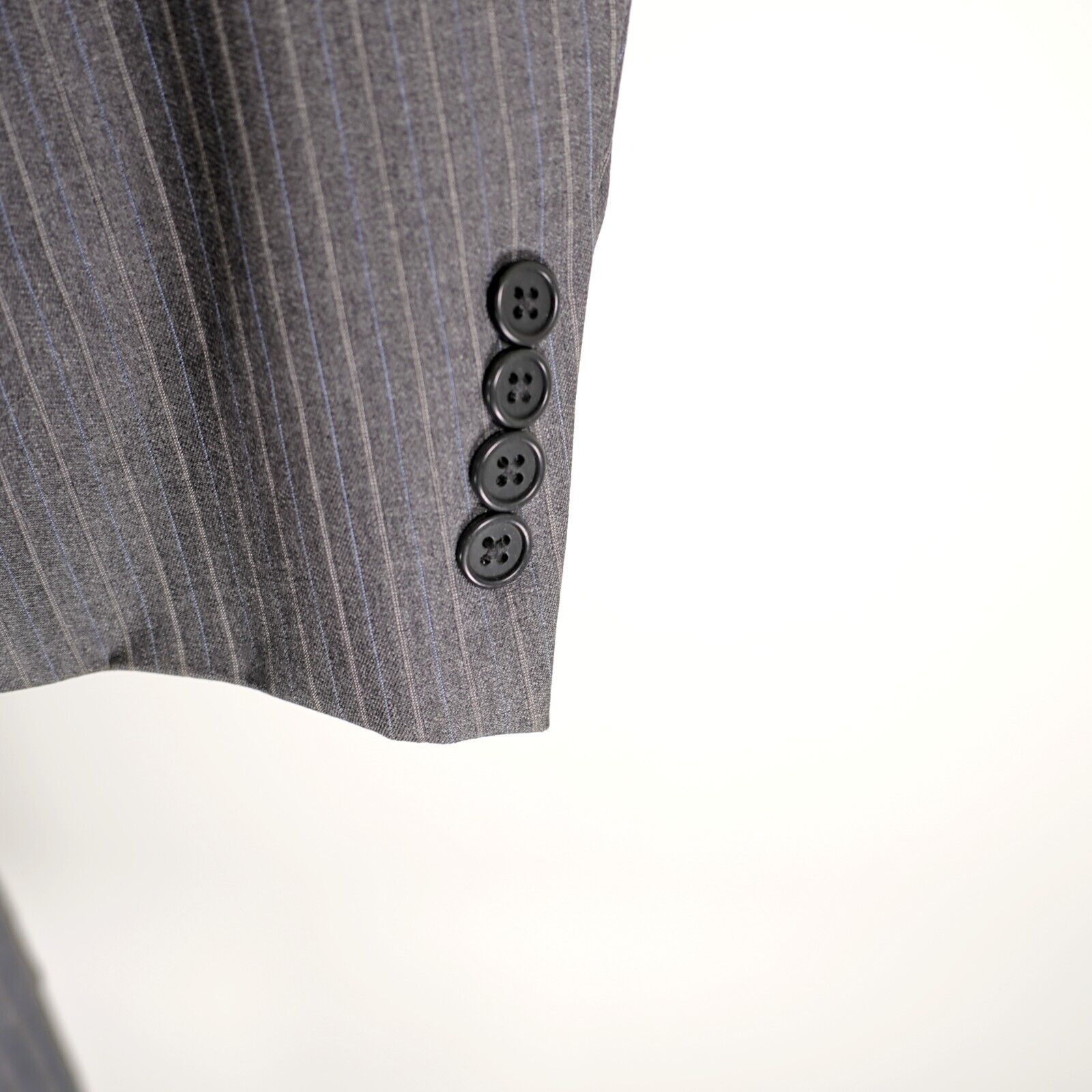 Loro Piana Loro Piana Cremieux Wool Gray Blue Striped 3 Button Suit Jac Size 44L - 3 Thumbnail