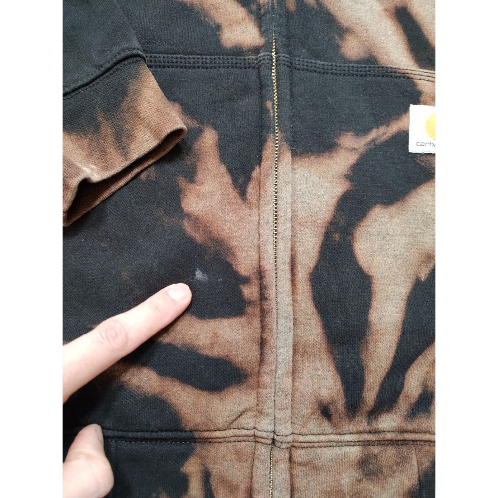 Carhartt VINTAGE Carhartt Hoodie Mens XL Black Full Zip Tie Dye Acid Wash Sweatshirt Loose Fit Size US XL / EU 56 / 4 - 4 Thumbnail