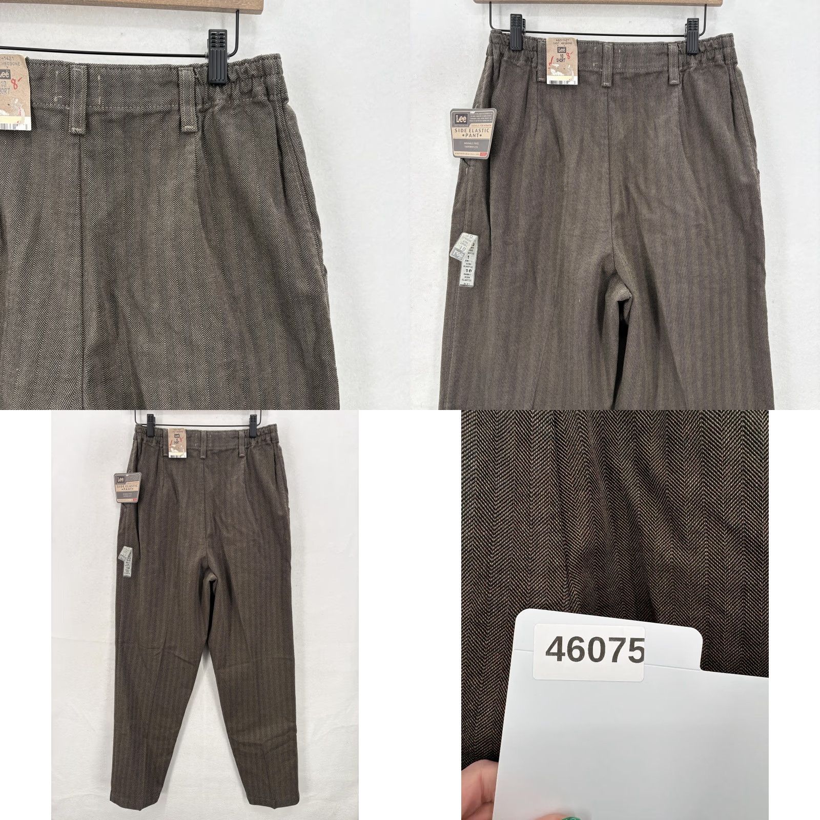 Lee Lee Pants Womens 10 Short Brown Herringbone Side Elastic Wrinkle Free Tapered Size 32" / US 10 / IT 46 - 10 Thumbnail