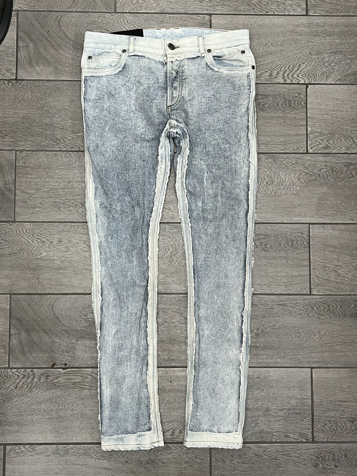 image of Balmain Slim Distressed Denim in Blue, Men's (Size 31)