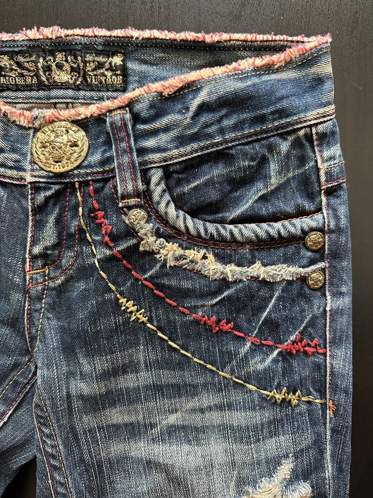 Vintage Riobera Y2K Distressed Flared Denim Jeans Japanese Archive Size 25" / US 0 / IT 36 - 4 Thumbnail