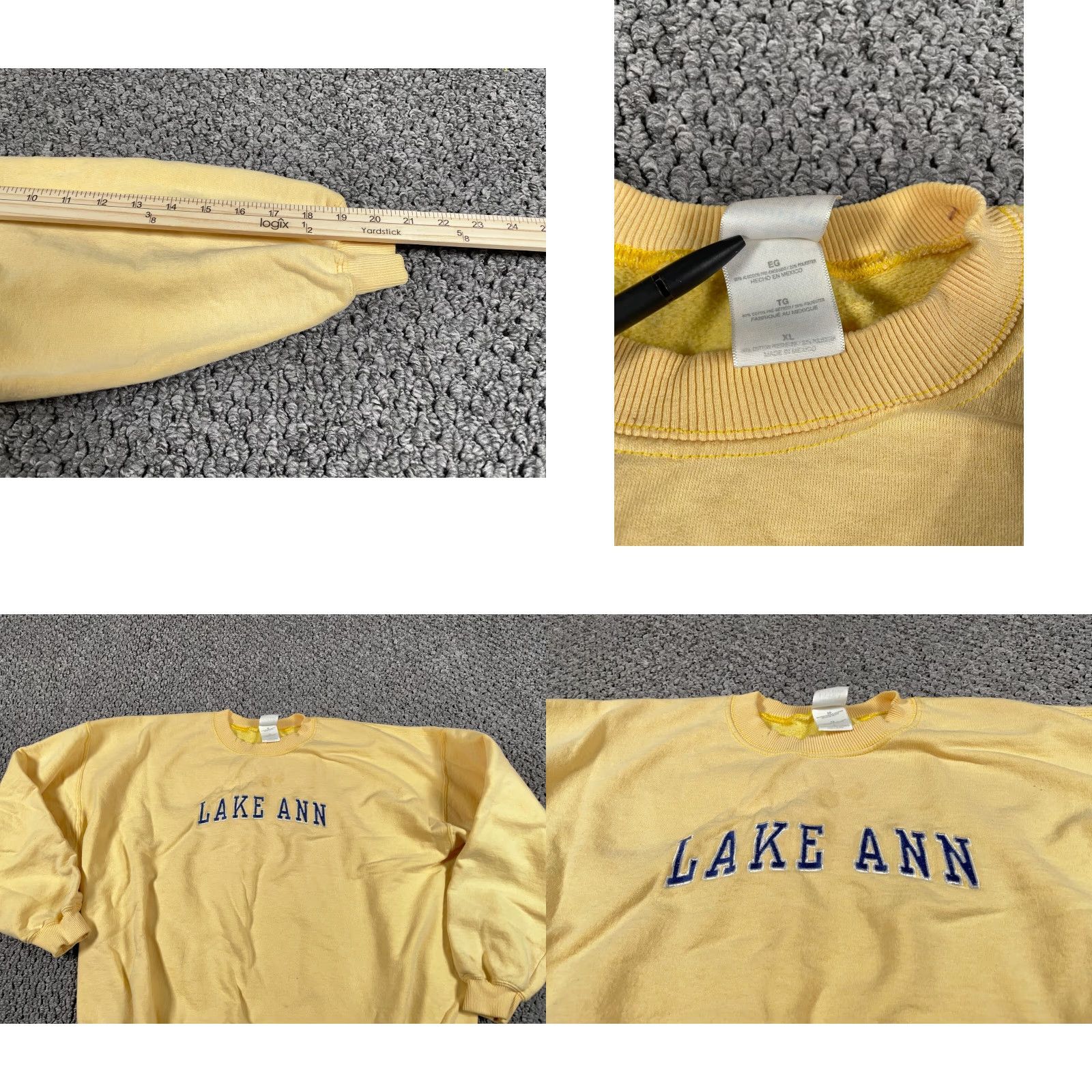 Gildan VINTAGE Gildan Sweatshirt Adult XL Yellow Embroidered Lake Ann Michigan 90s Retro Heavyweight Crewneck Men Size US XL / EU 56 / 4 - 8 Thumbnail