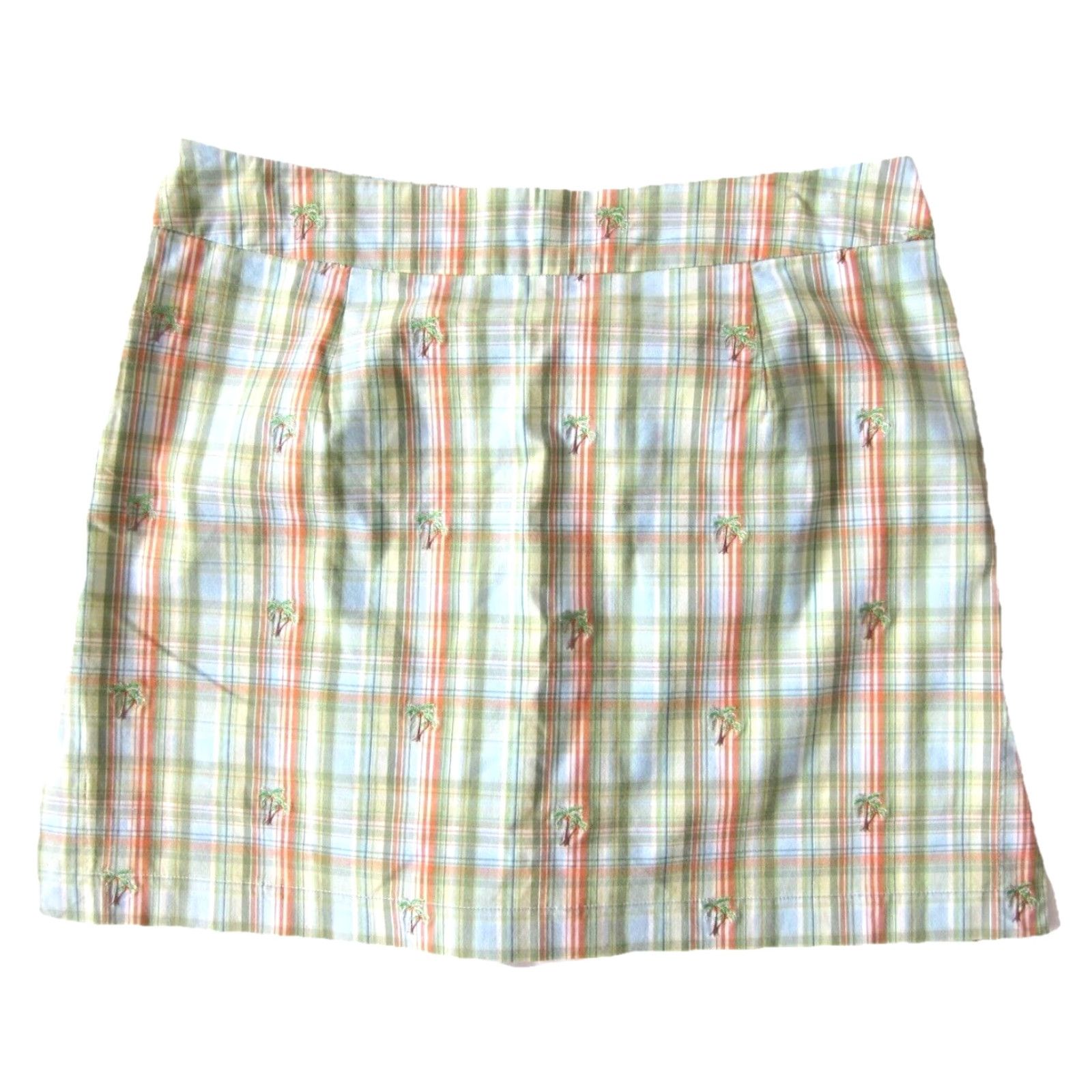 Izod IZOD Flex Cotton Stretch Green Orange Plaid Palm Tree Pocket Shorts Skort Size 8 Size 30" / US 8 / IT 44 - 2 Thumbnail