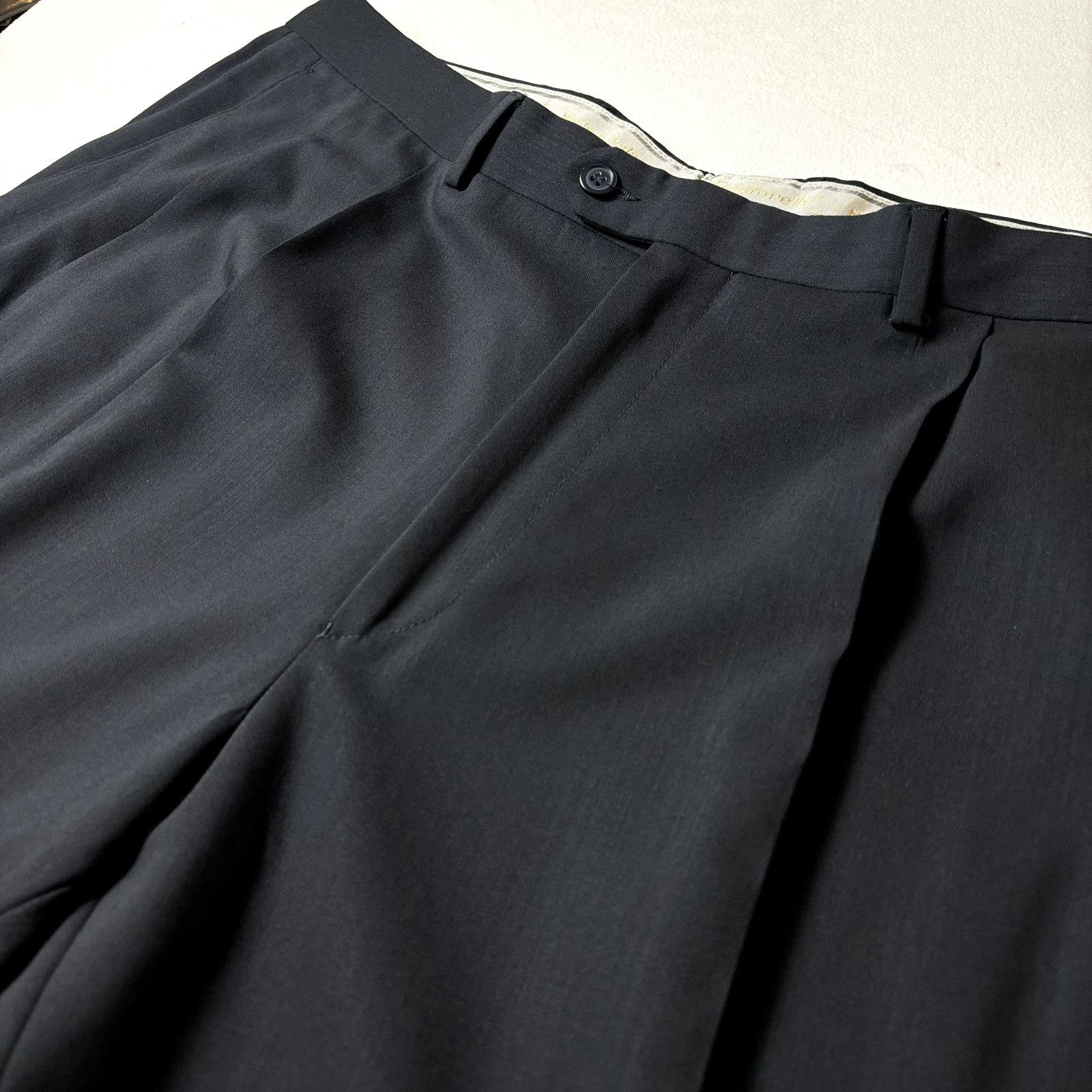Santorelli Santorelli Men's Black Dress Pants 42x32 Wool Pleated Made i Size 42R - 4 Thumbnail