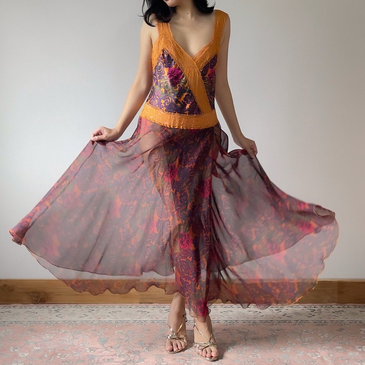 Victoria's Secret Victoria’s Secret 1990s Floral Chiffon Maxi Slip Dress (S–M) Size M / US 6-8 / IT 42-44 - 7 Thumbnail