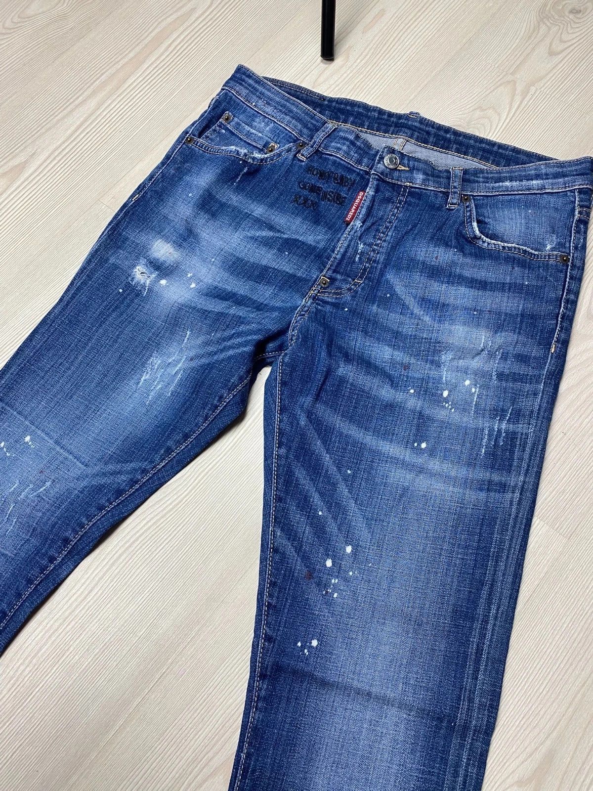 Dsquared2 Dsquared2 Blue Slim Fit Distressed Jeans Paint Splatter Size US 32 / EU 48 - 7 Thumbnail