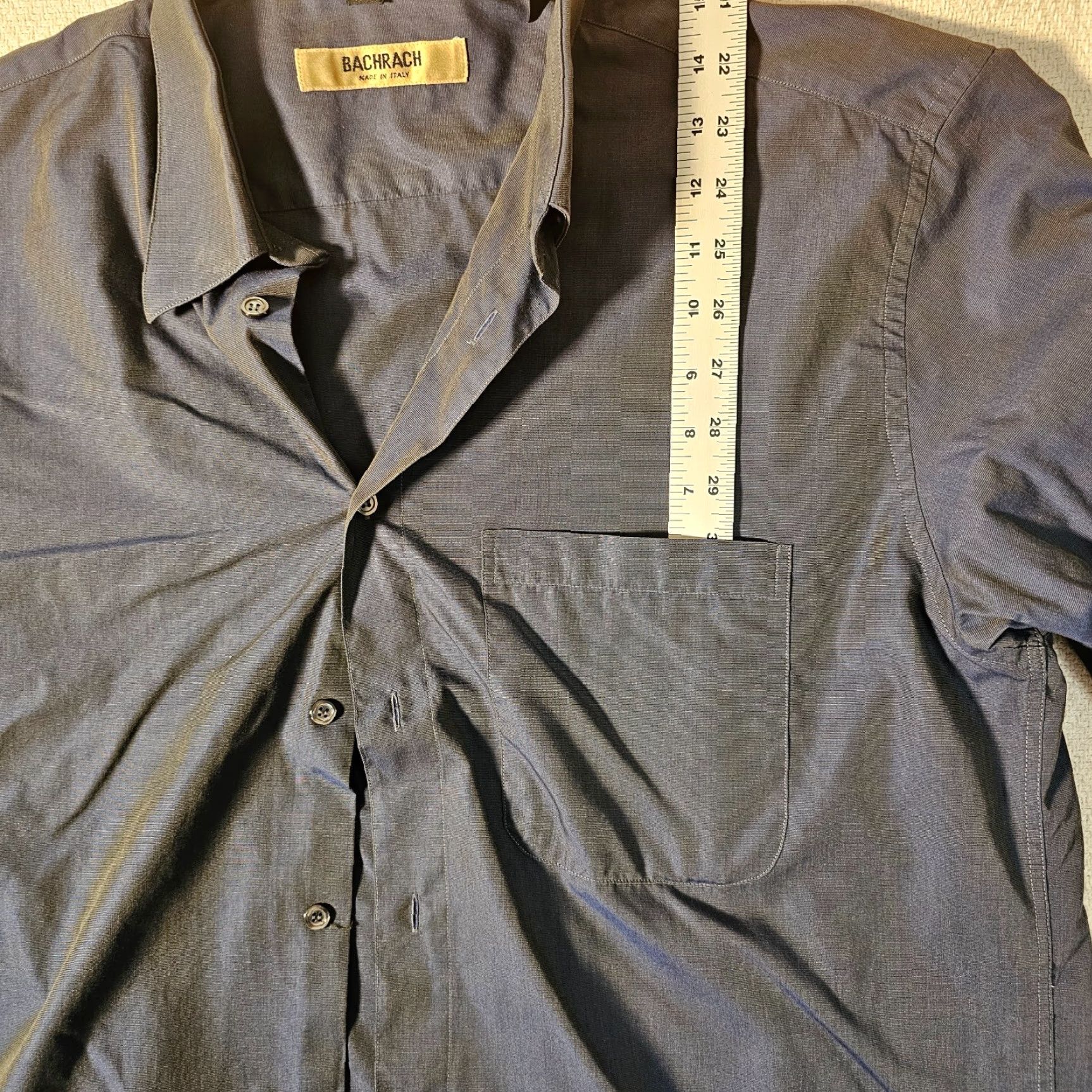 Vintage VINTAGE Bachrach Shirt — Button-Front Dress Shirt, Long Sleeve, 16, Blue, Cotton, Mens, Classic Fit Size 42R - 3 Thumbnail