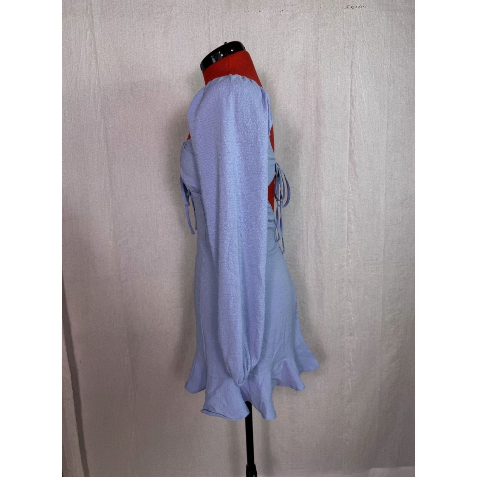 Vintage LA Hearts Womens Mini Dress Small Blue Cottagecore Fit And Flare Tie D910 Size S / US 4 / IT 40 - 4 Thumbnail