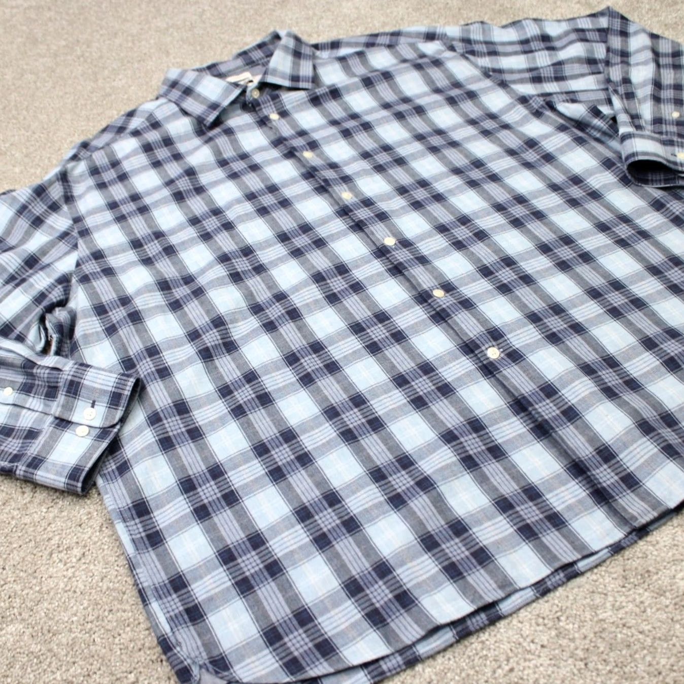 Joseph Abboud Joseph Abboud Shirt Mens 2XL Blue Plaid Wool Cotton L/S Classic Fit Button-Up Dress Shirt Size US XXL / EU 58 / 5 - 5 Thumbnail