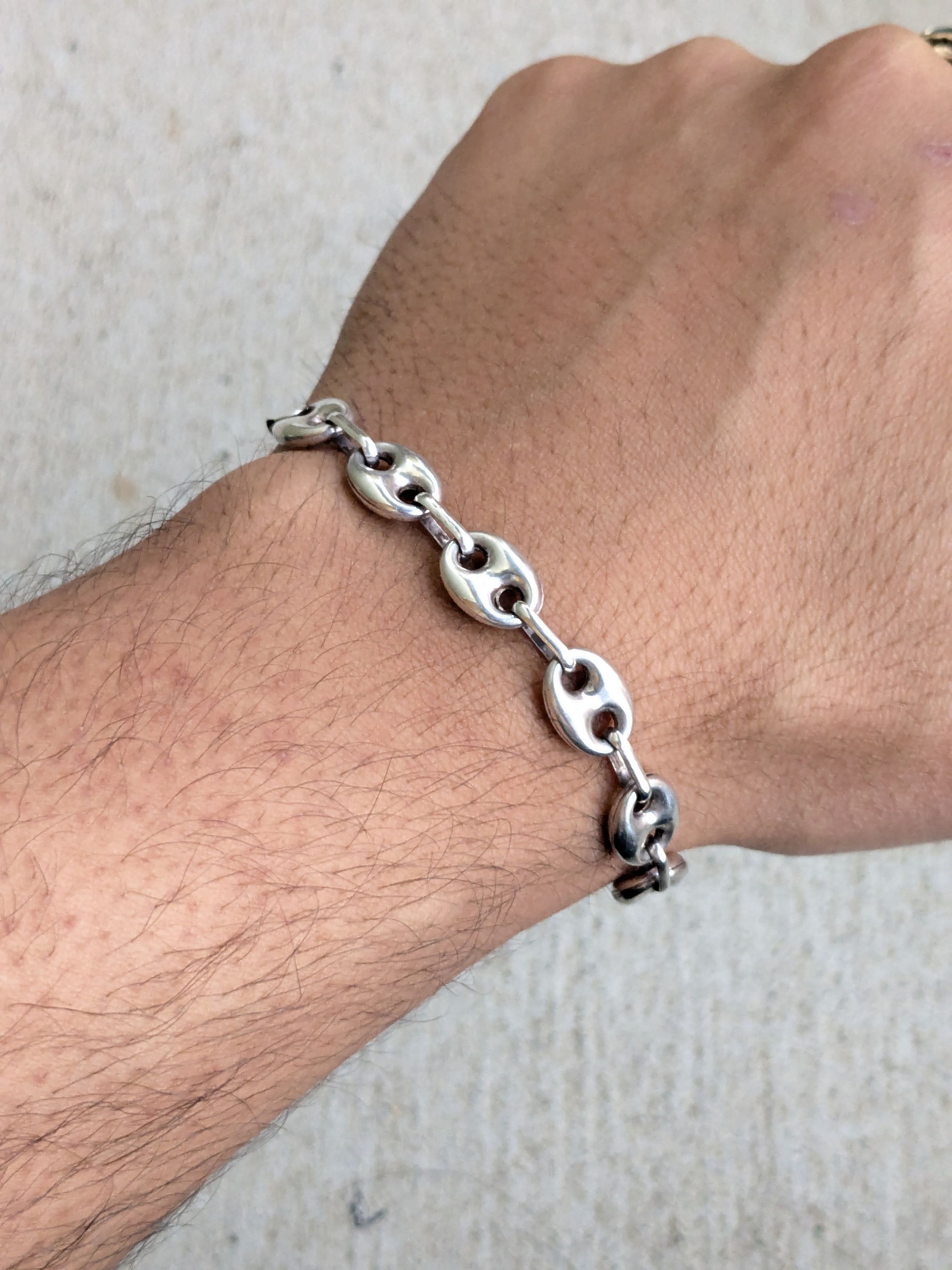 Vintage Vintage Sterling Silver Bracelet Puffy Hollow Anchor Size ONE SIZE - 10 Thumbnail