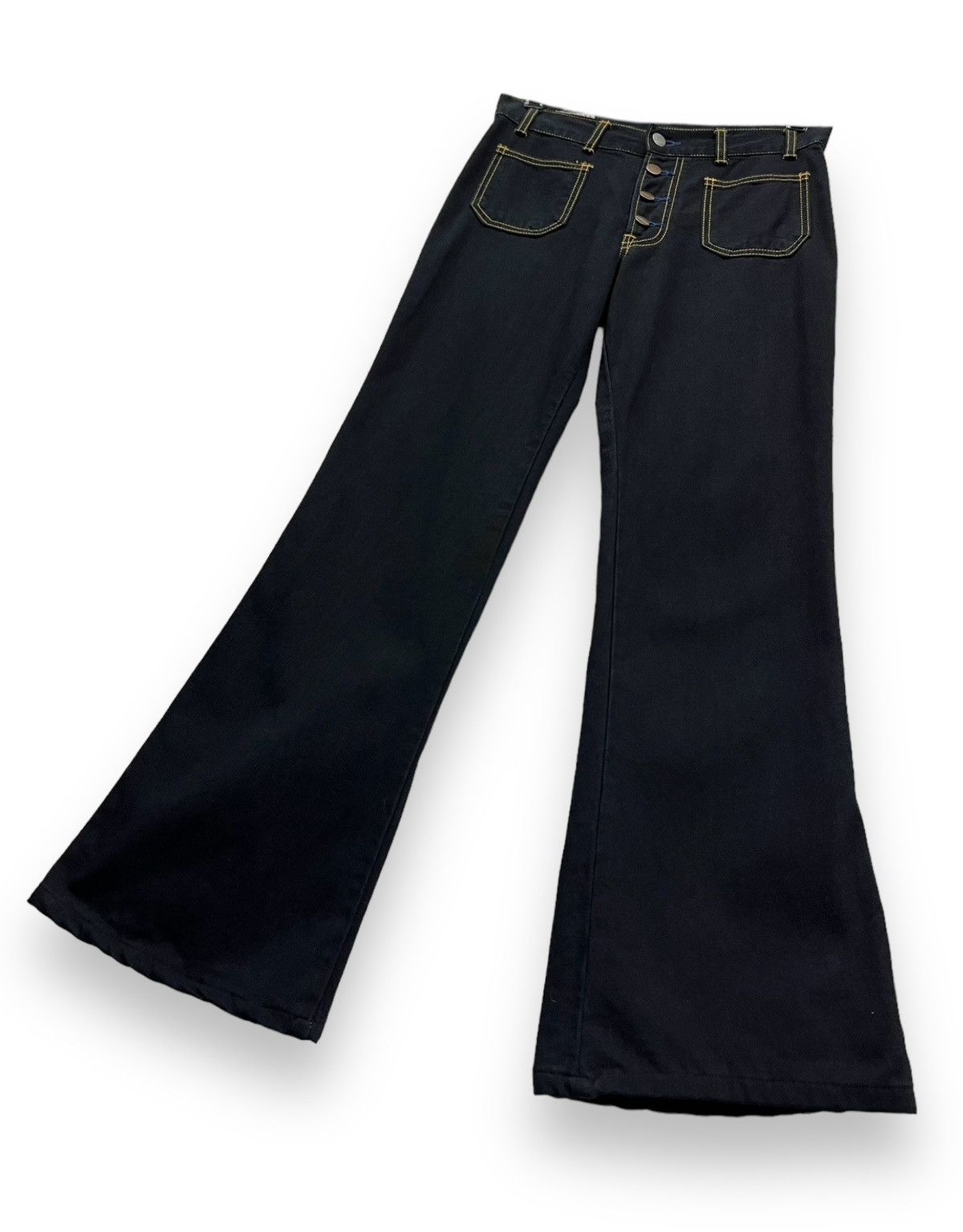 Fiorucci 🔥FYE🔥Vintage FIORUCCI ITALY FLARE Denim Bush Pants Size US 27 - 6 Thumbnail