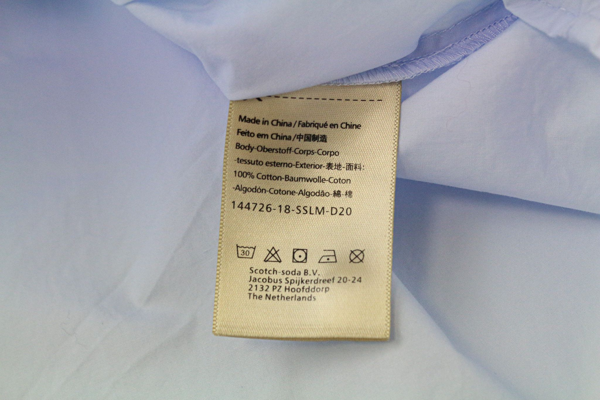 Maison Scotch M Light Blue Cotton Logo Long Sleeve Shirt 74252 Size M / US 6-8 / IT 42-44 - 6 Thumbnail