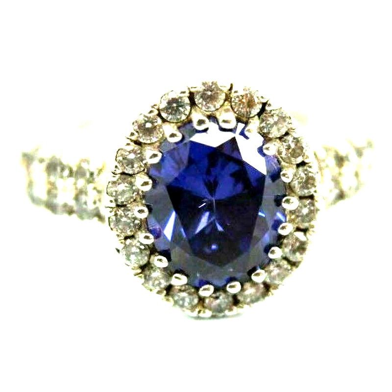 Dazed Magazine 925 Sterling Ring • Fiery Blue Multi Hue CZ Marked DQC •Sz 6 Size ONE SIZE - 3 Thumbnail