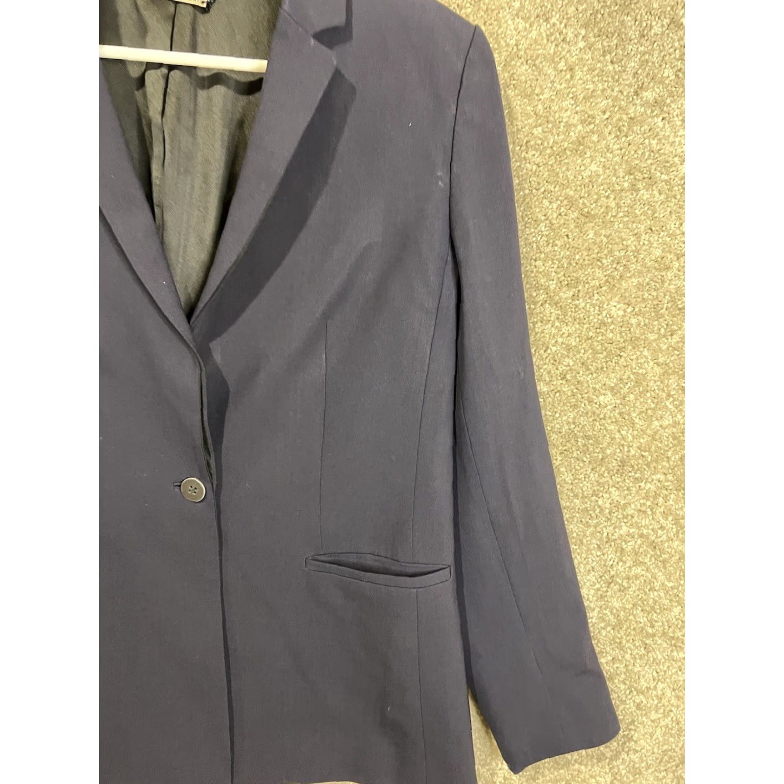 Elie Tahari Navy Blue Blazer Jacket Wool Blend One Button Size 8 Size M / US 6-8 / IT 42-44 - 4 Thumbnail