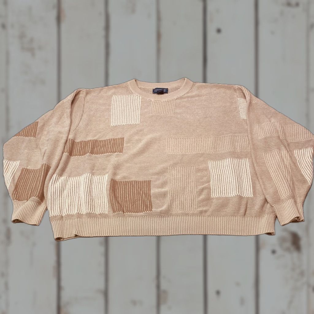 Lands' End VINTAGE Lands' End Geometric Sweater Men's XL Beige Tan Crew Neck Knit Made USA Size US XL / EU 56 / 4 - 1 Thumbnail