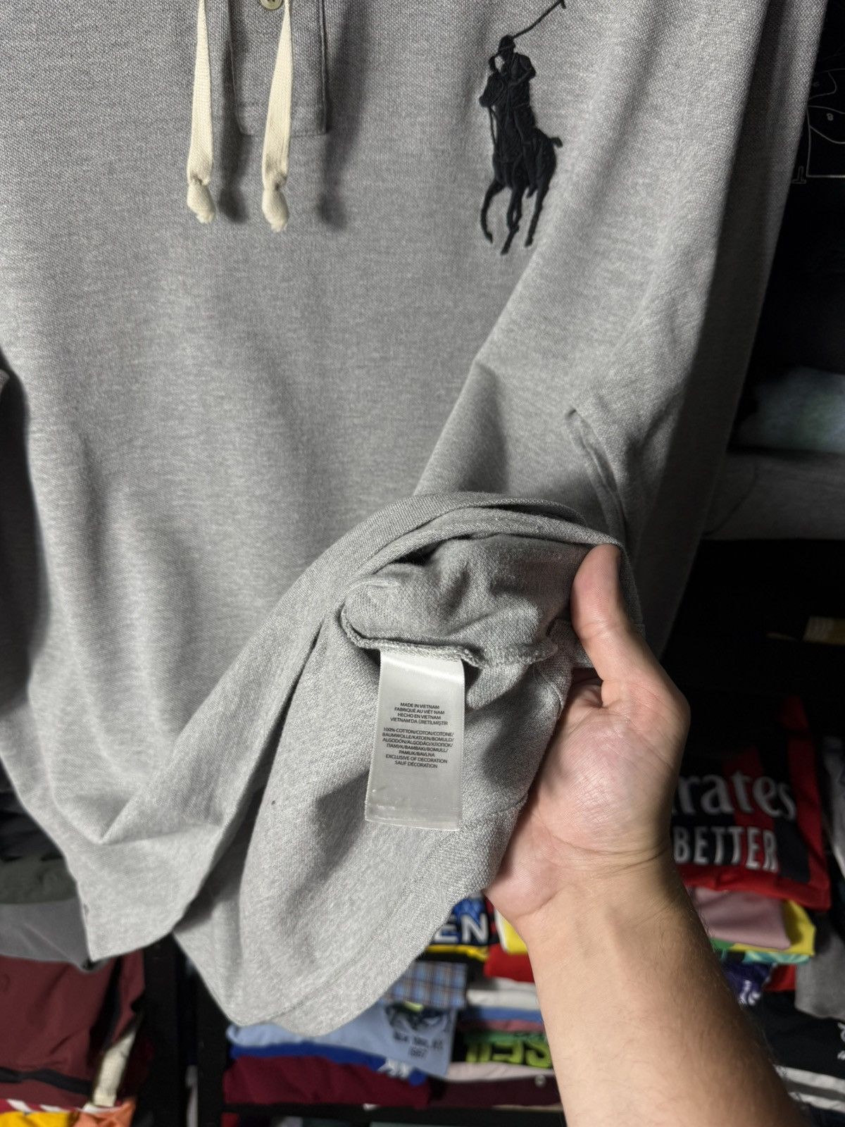 Ralph Lauren Polo Ralph Lauren Big Pony Hooded Long Sleeve Shirt Grey XL Size US XL / EU 56 / 4 - 9 Thumbnail