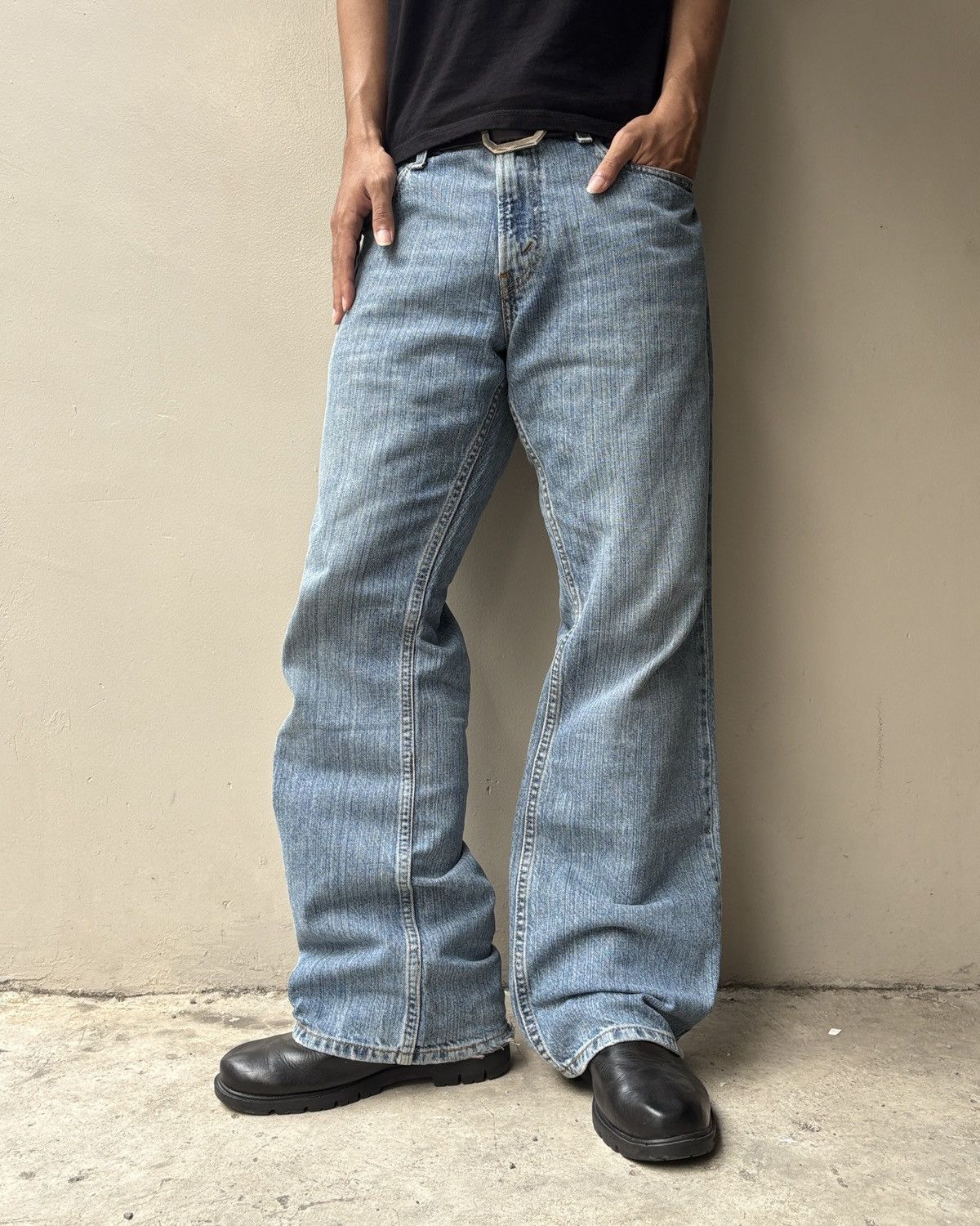 Levi's Vintage Levis 527 Low Rise Bootcut Jeans Black Faded Y2K