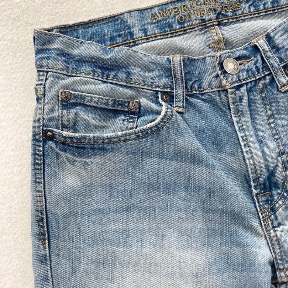 American Eagle Outfitters American Eagle Jeans Mens 28x32 Slim Fit Straight Leg Light Wash Blue Denim Pant Size US 28 / EU 44 - 3 Thumbnail