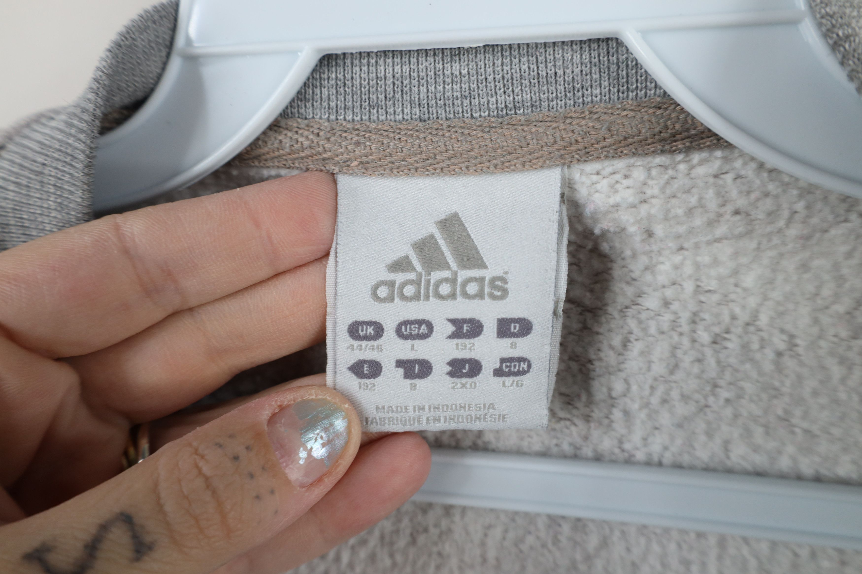 Adidas × Vintage Vintage Adidas Spell Out Striped Crewneck Sweatshirt Gray Size US L / EU 52-54 / 3 - 9 Thumbnail