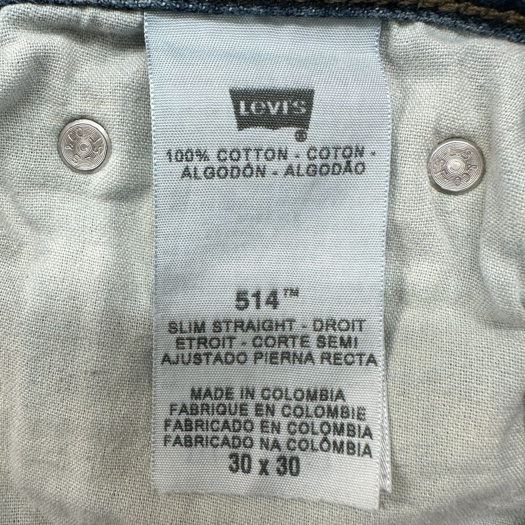 Levi's Levi's 514 Jeans Men 30x30 Blue Slim Straight Distressed Dark Wash Cotton 5-Pocket Denim Regular Waist 30in 30in Inseam Size US 30 / EU 46 - 7 Thumbnail